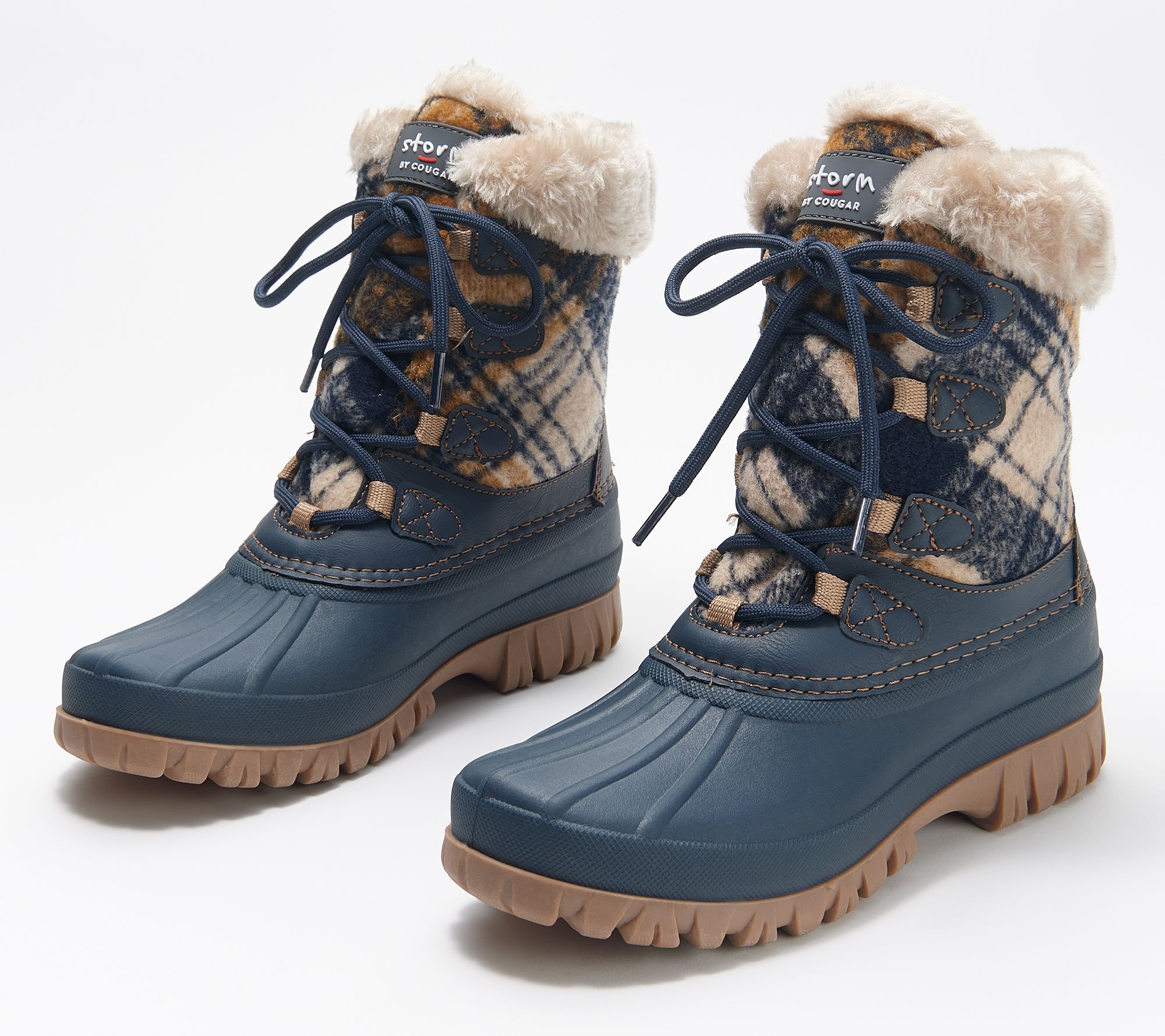 Cougar Waterproof Lace-Up_Plaid Winter Boots - Cuddle