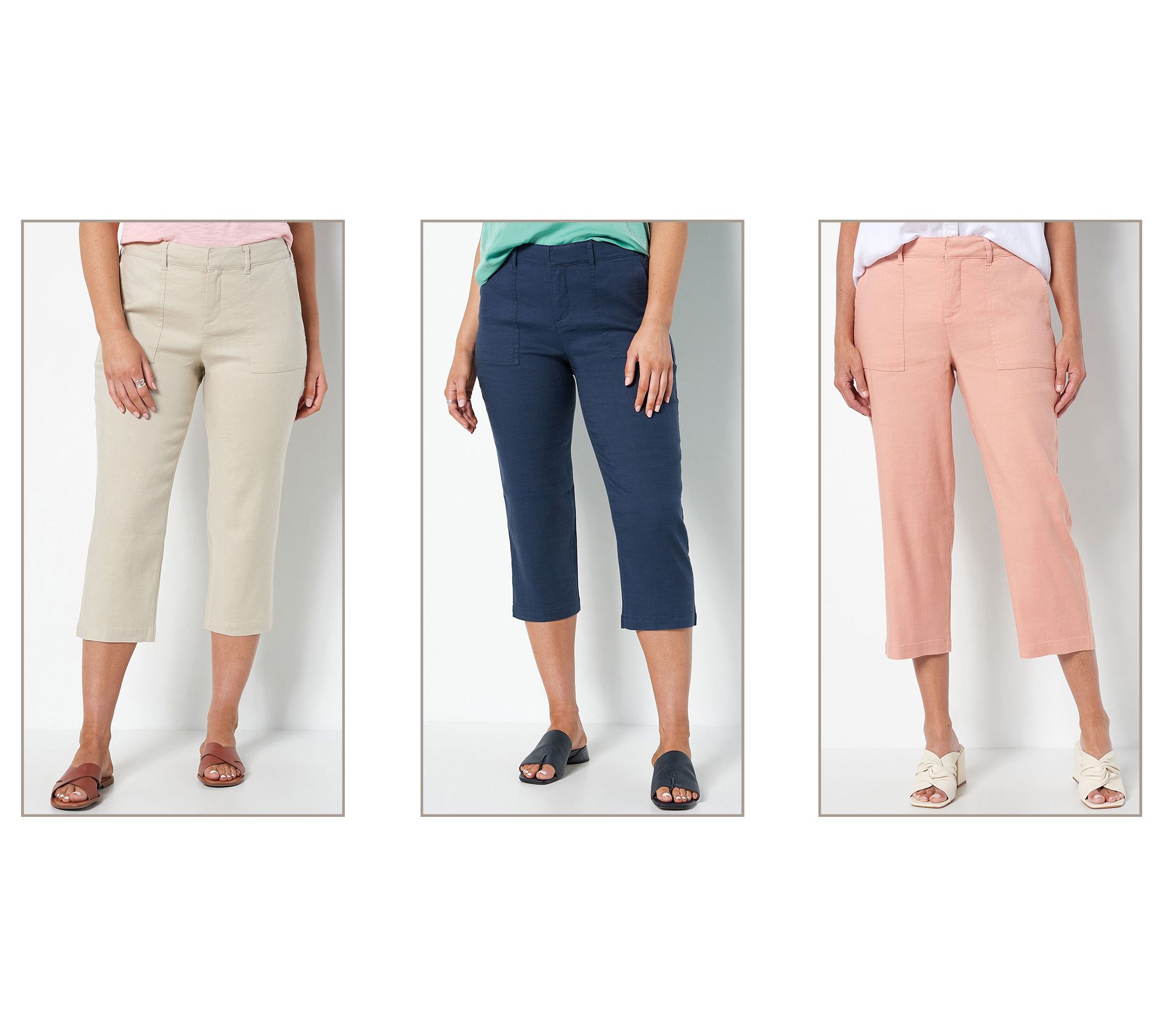 NYDJ Stretch Linen Twill Utility Pants - QVC.com