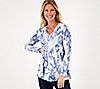 Susan Graver Weekend Regular Printed Cool Touch A-Line Tunic w/ Lace