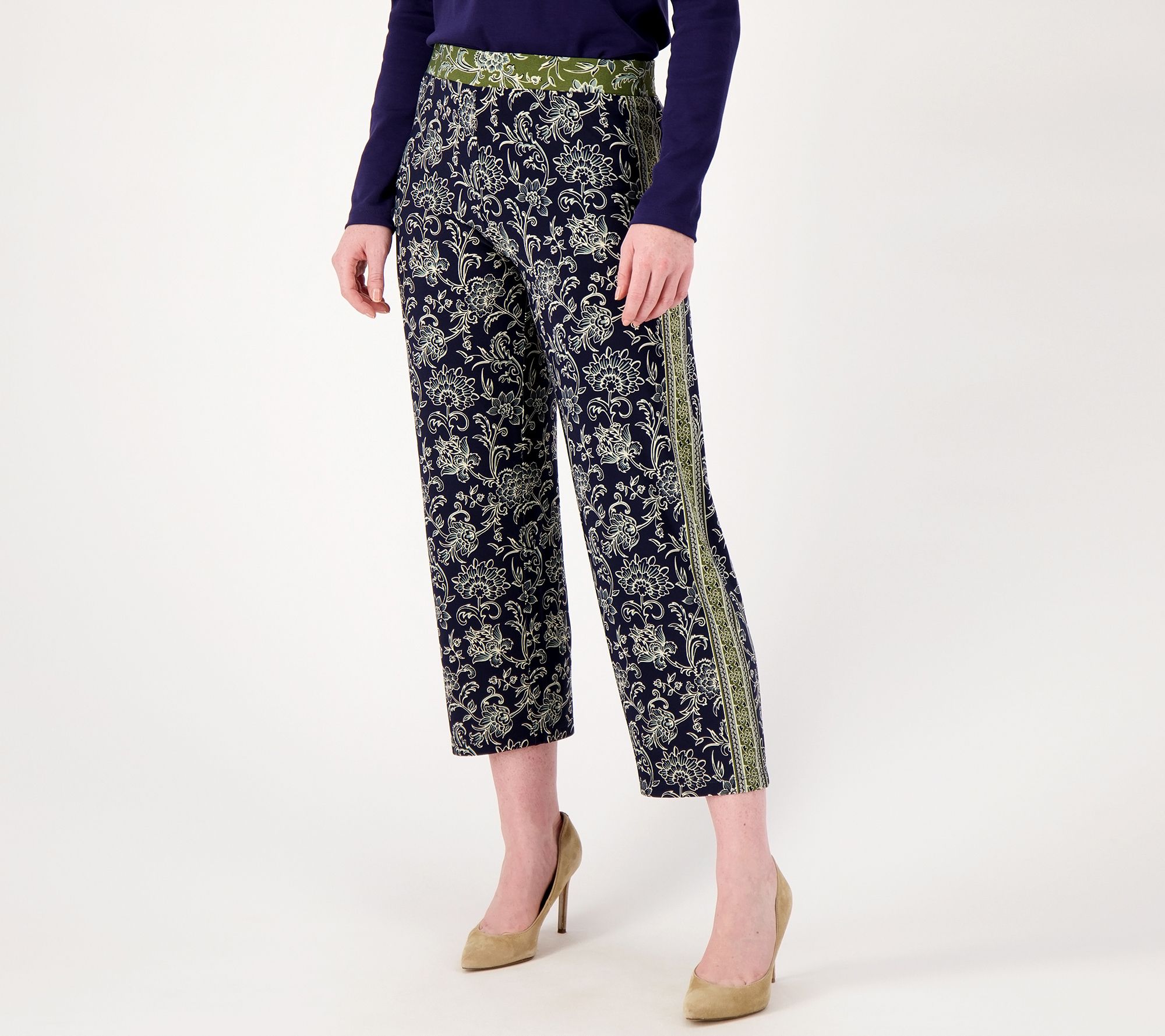 Susan Graver, Pants & Jumpsuits, Susan Graver Sg Sport Petite Printed  Contour Knit Crop Leggings Womens Pl Gray