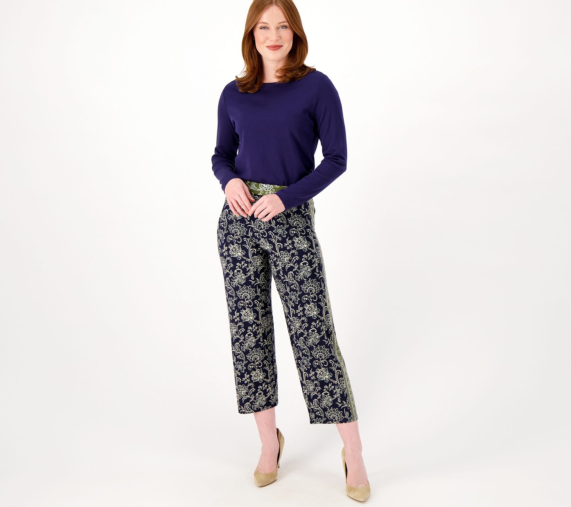 Susan Graver Pet Printed Liquid Knit Straight Leg Crop Pants - Yahoo  Shopping