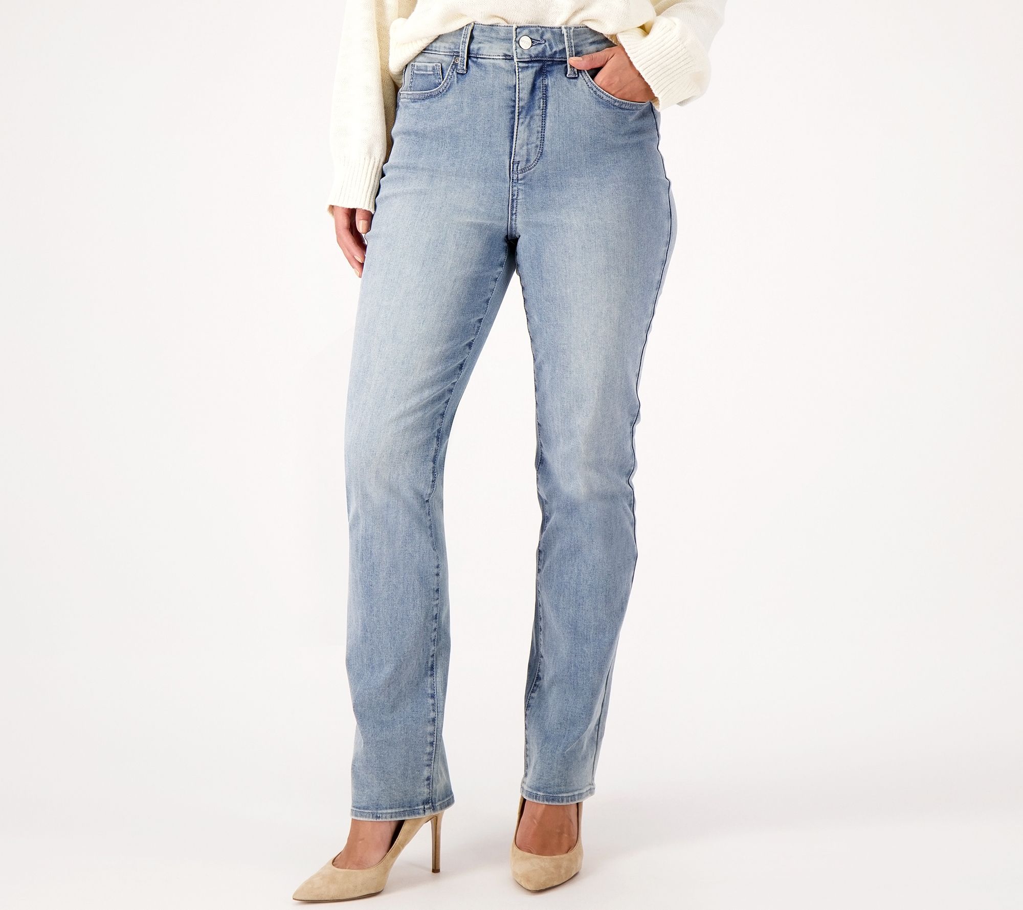"As Is" NYDJ Curve Shaper Marilyn Straight Jeans- Thistle Falls