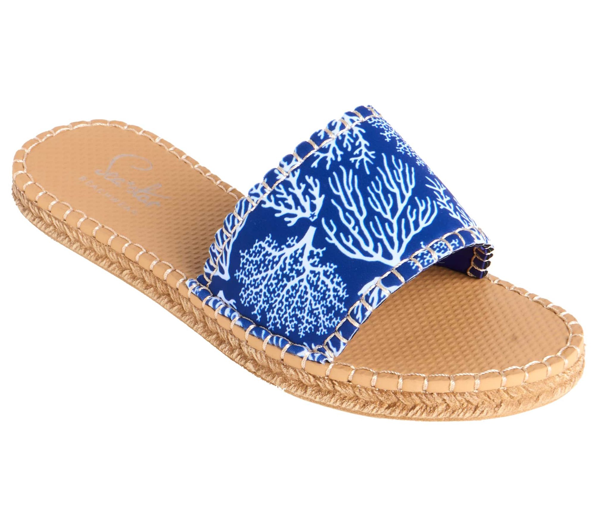 Sea Star Beachwear Womens Cabana Slide - Navy/White