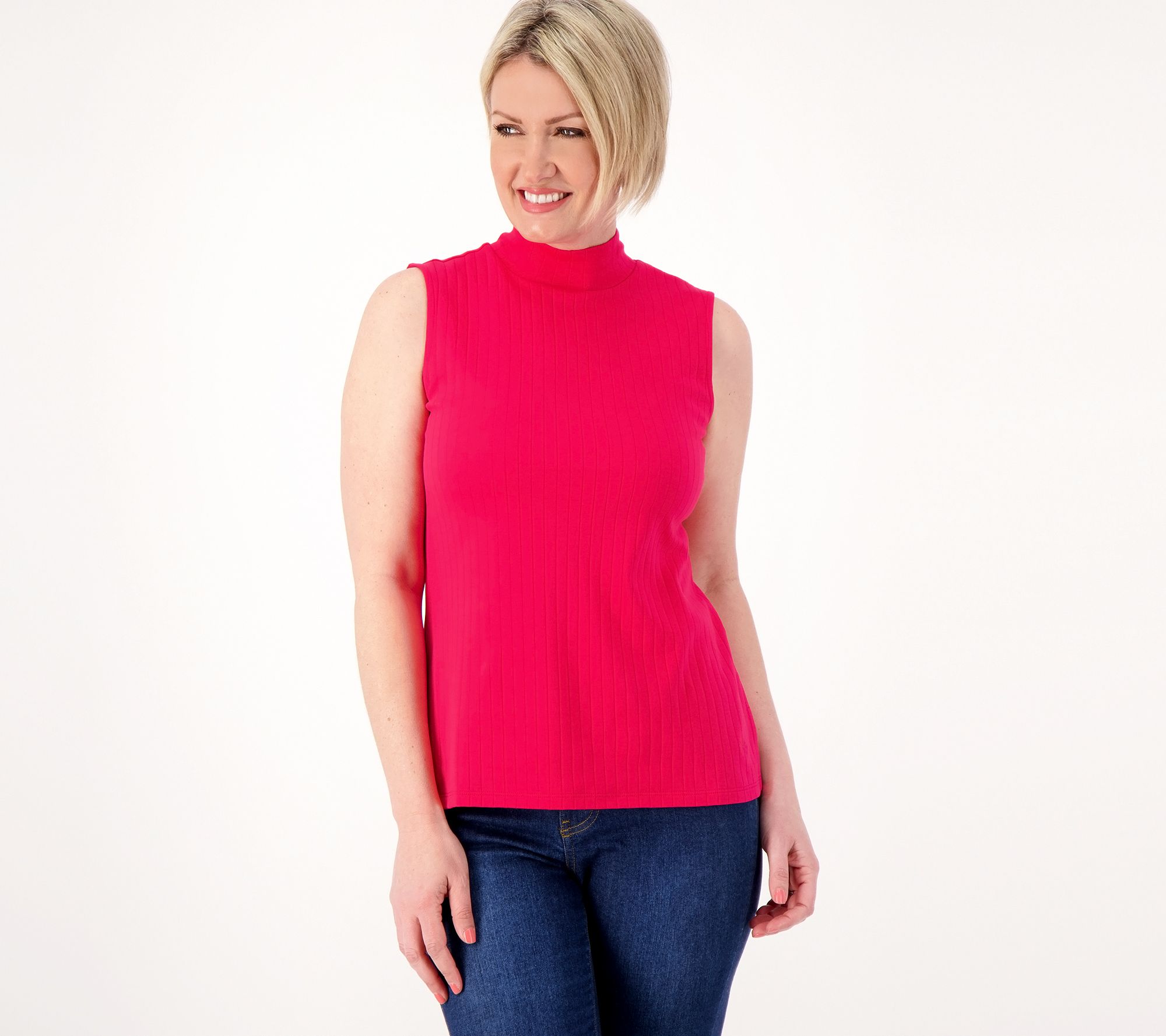 Isaac Mizrahi Live! Essentials Pima Cotton Mock Neck Tank