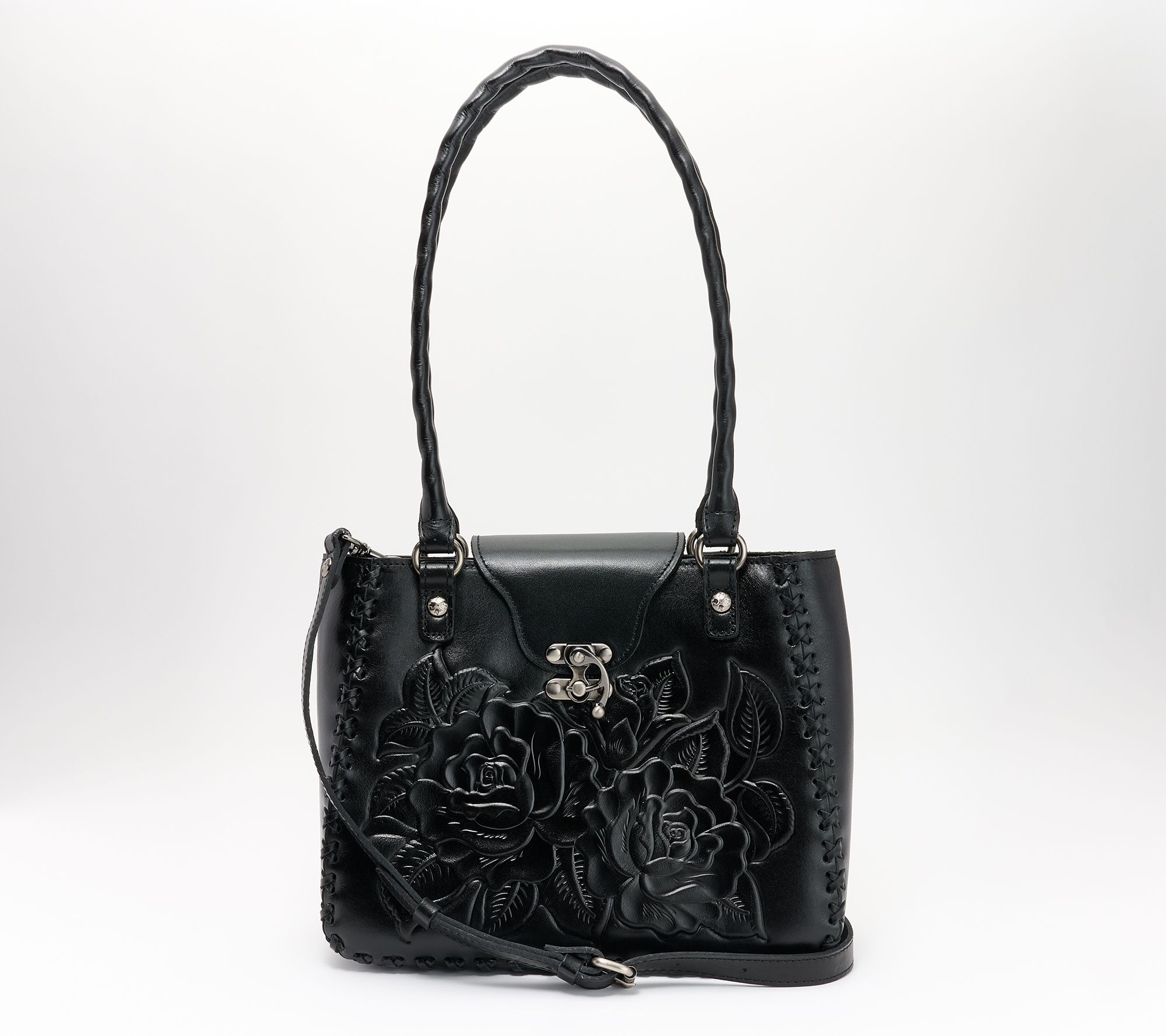 G.G.ing Collection Ladies Handbag Top Handle Bag Denim silver and black  studs
