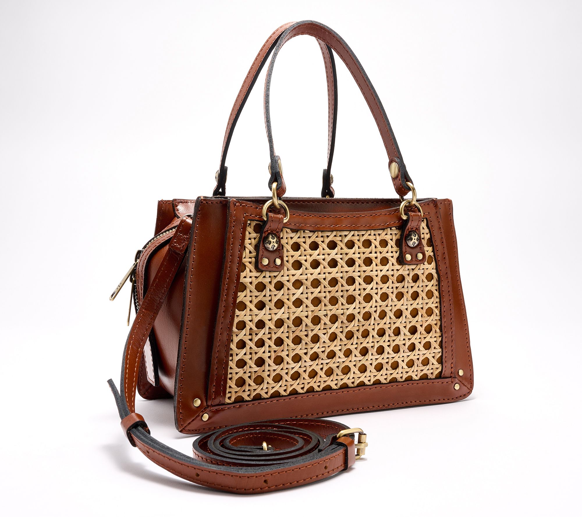 Patricia Nash Corana Leather Satchel with Crossbody Strap