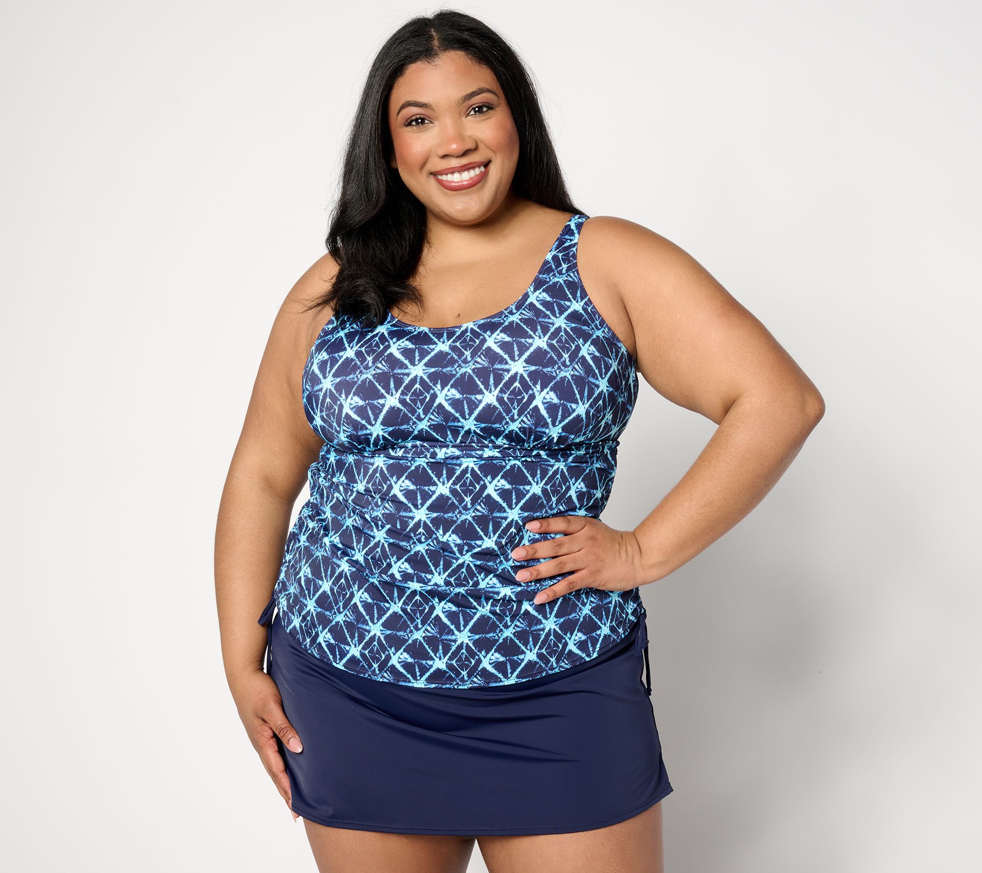 Denim & Co. Beach Ruched Side Swim Dress