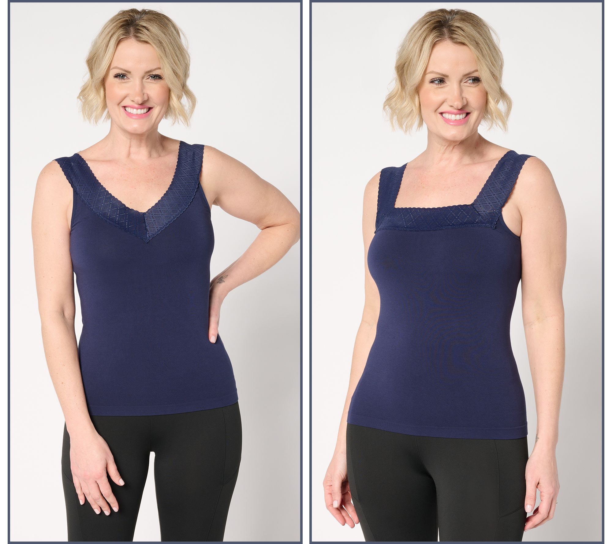 Breezies Comfort Breeze Reversible Seamless Tank w/Lace Neckline