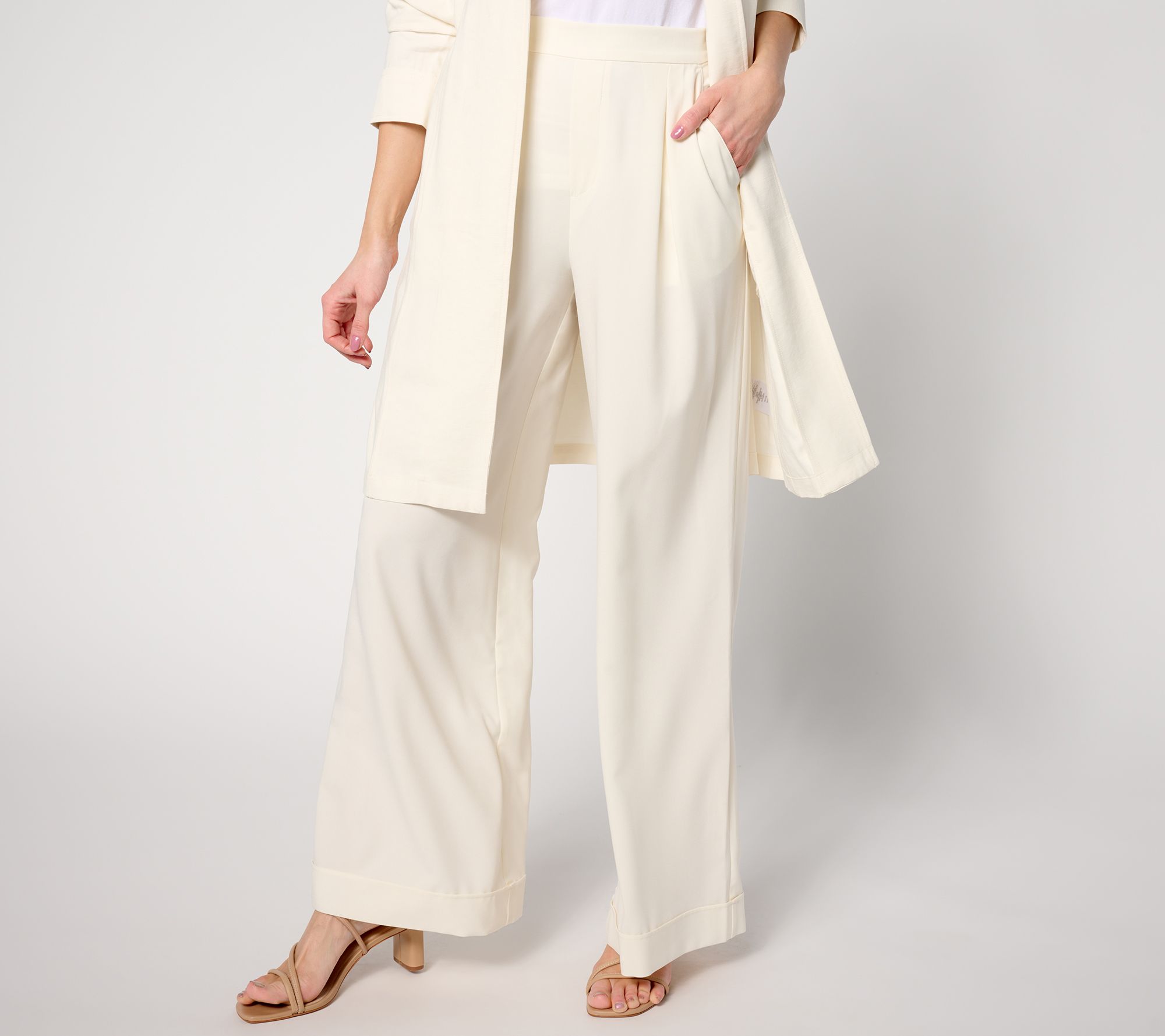 Women with Control Petite Cotton Jersey Pants with Zipper Detail 