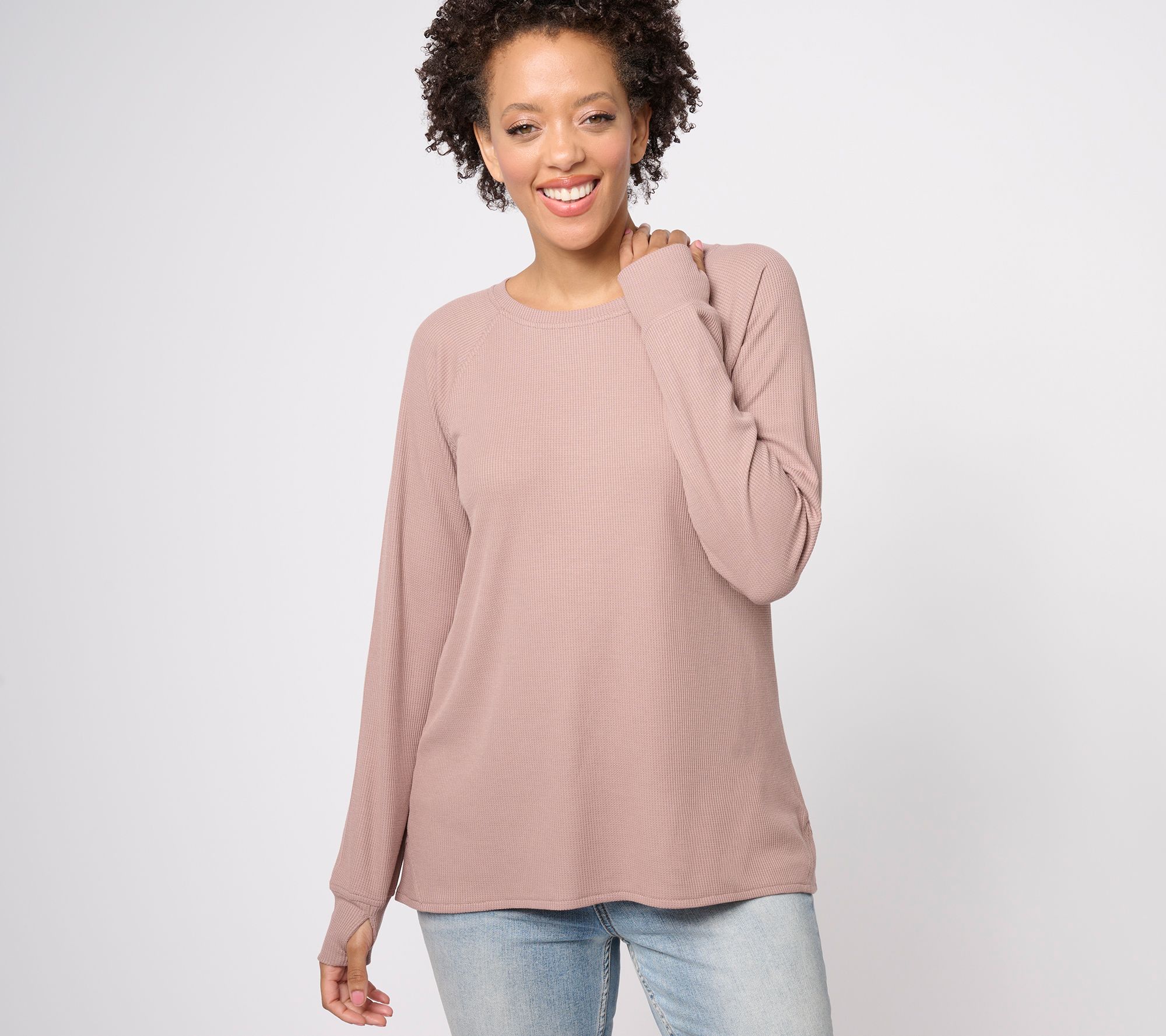 "As Is" Belle by Kim Gravel Silky Waffle Ballet Neck Seamed Top