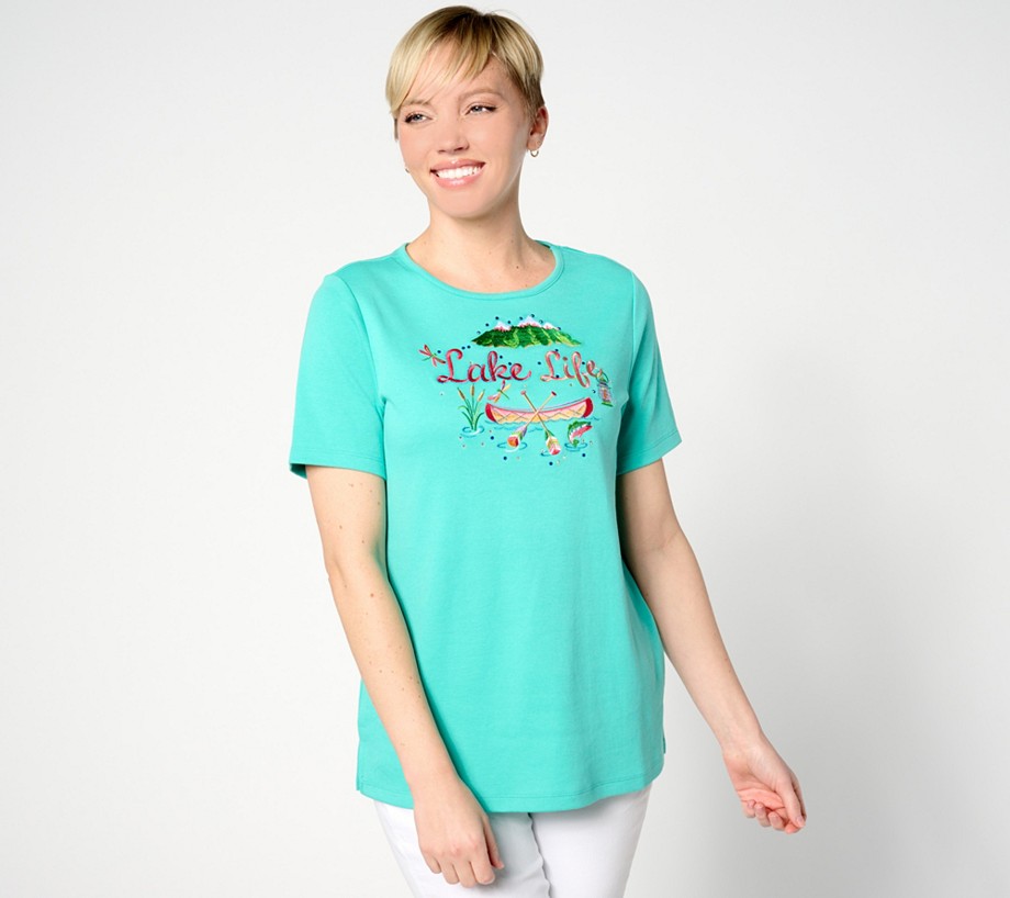 Quacker Factory Festive Summer Short Sleeve Top