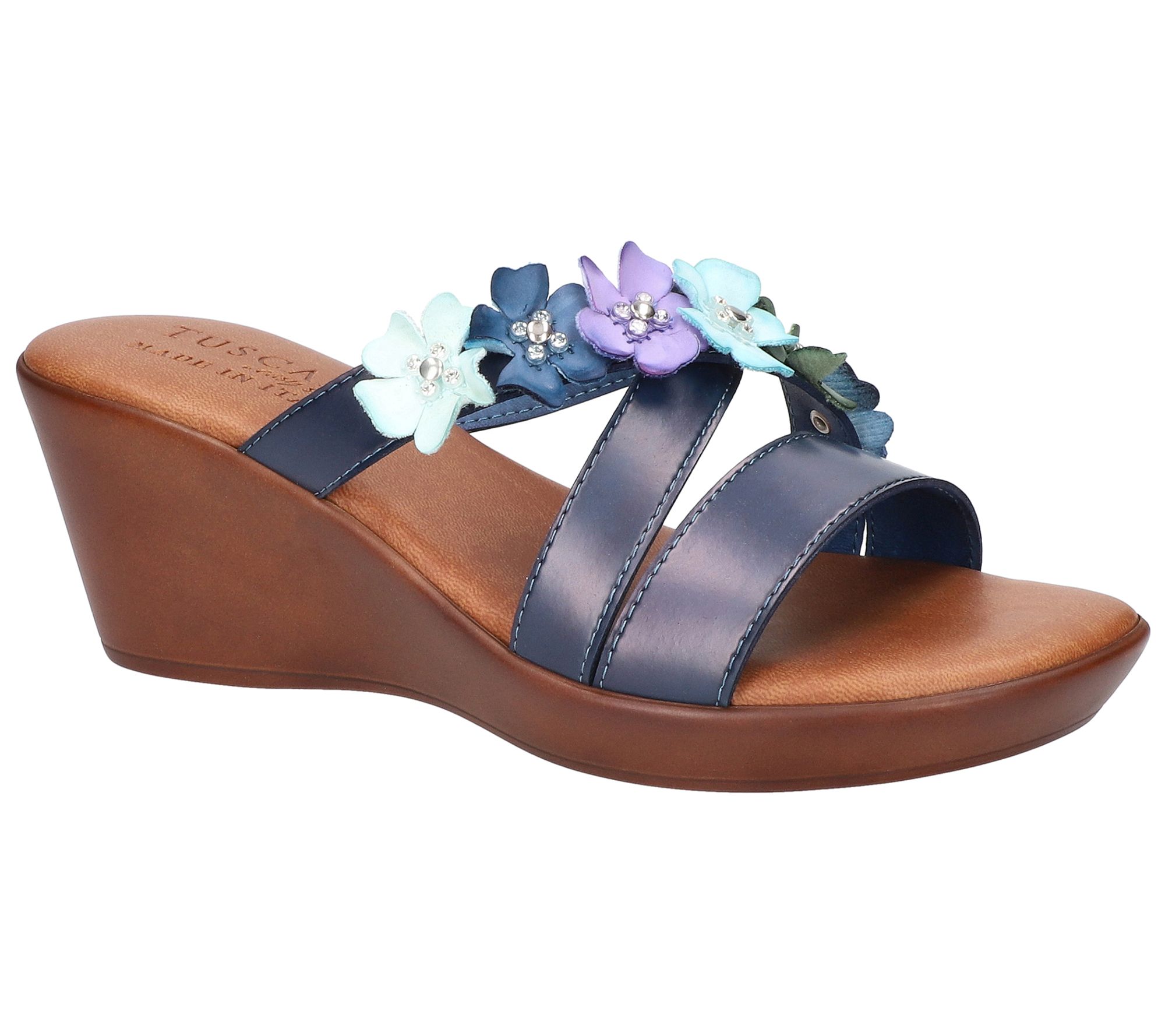 Tuscany by Easy Street Floral Wedge Sandals - Bellefleur - QVC.com