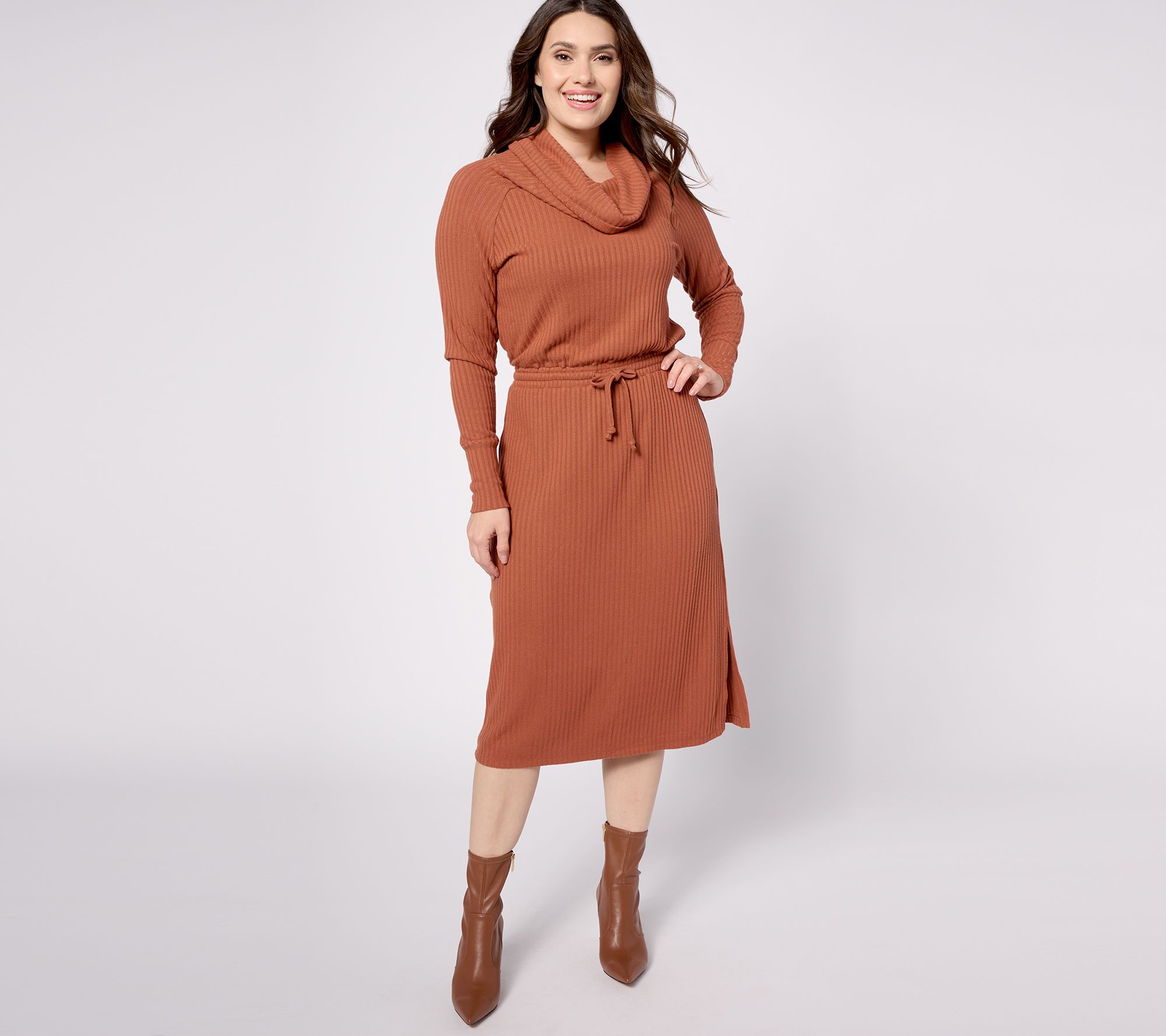 "As Is" AnyBody Regular Rib Knit Cowl Neck Dress
