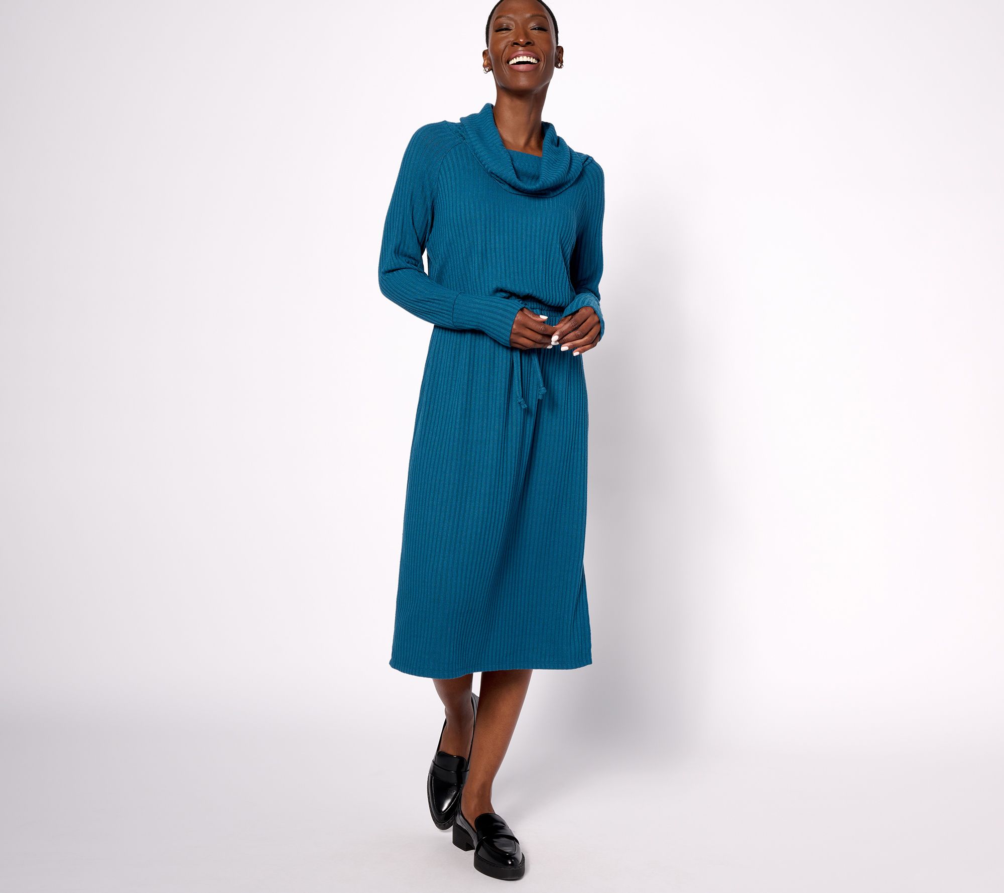 "As Is" AnyBody Regular Rib Knit Cowl Neck Dress