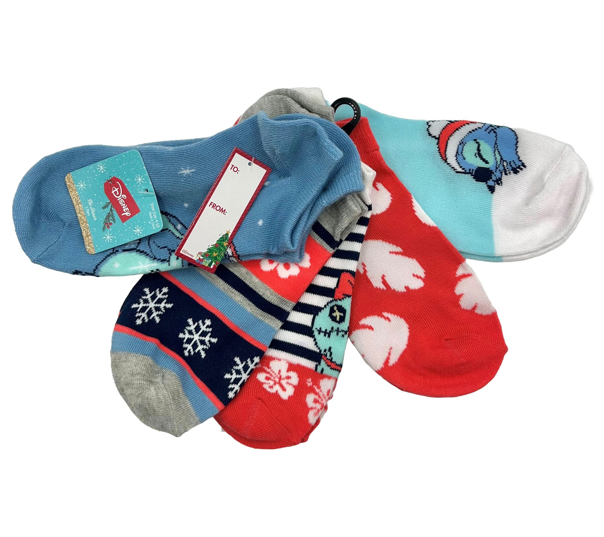 Disney Ladies' Christmas Characters Sock Set 5 Pair