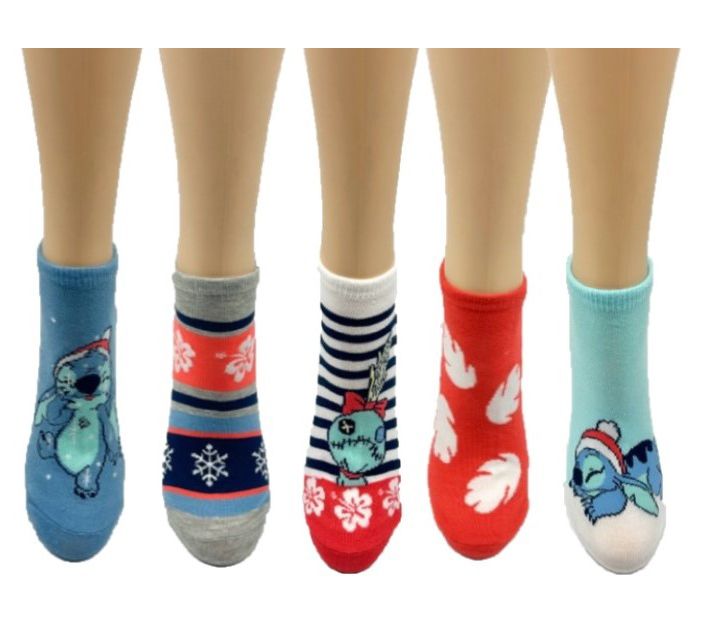 Disney Ladies' Christmas Characters Sock Set -5 Pair