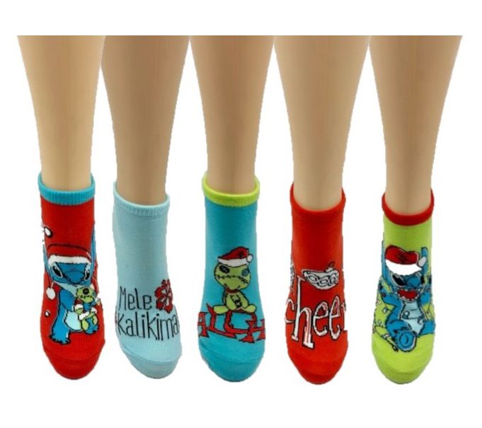 Disney Ladies' Christmas Characters Sock Set -5 Pair