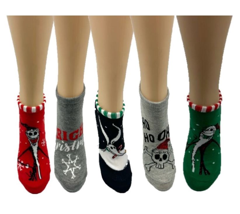 Disney Ladies' Christmas Characters Sock Set -5 Pair