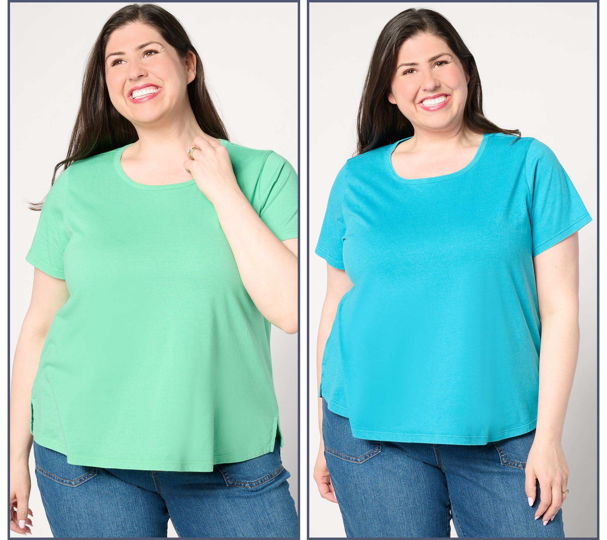 LOGO by Lori Goldstein 2-Pack Crew Neck Antique Wash Tees