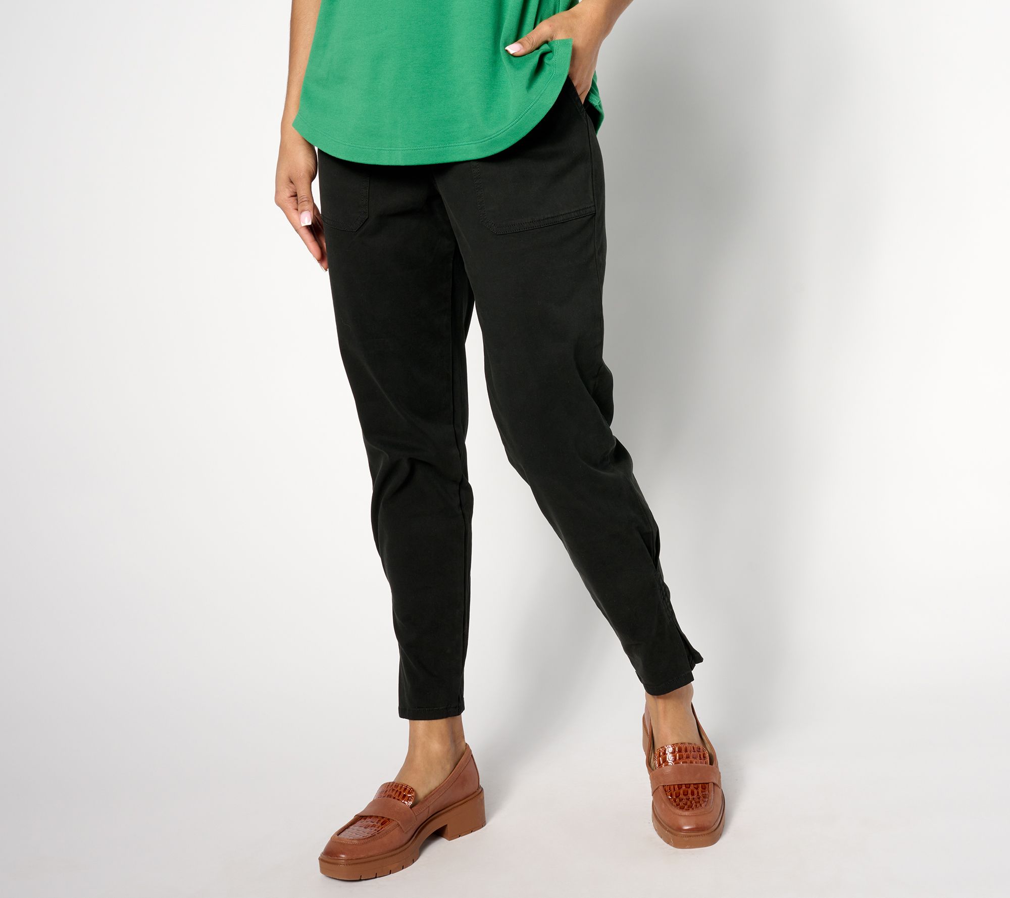 "As Is" Isaac Mizrahi Live! Regular Brushed Sateen Ankle Pants w/ Pleat