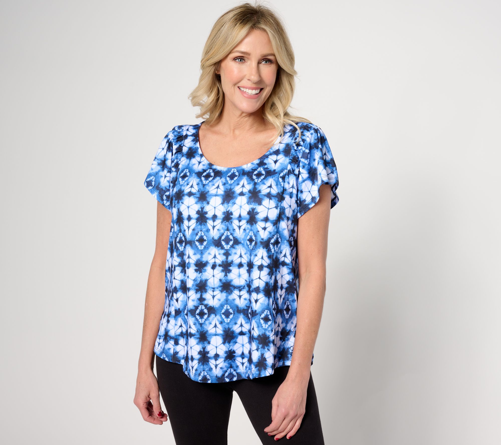 "As Is" Cuddl Duds Flexwear Flutter Sleeve Top