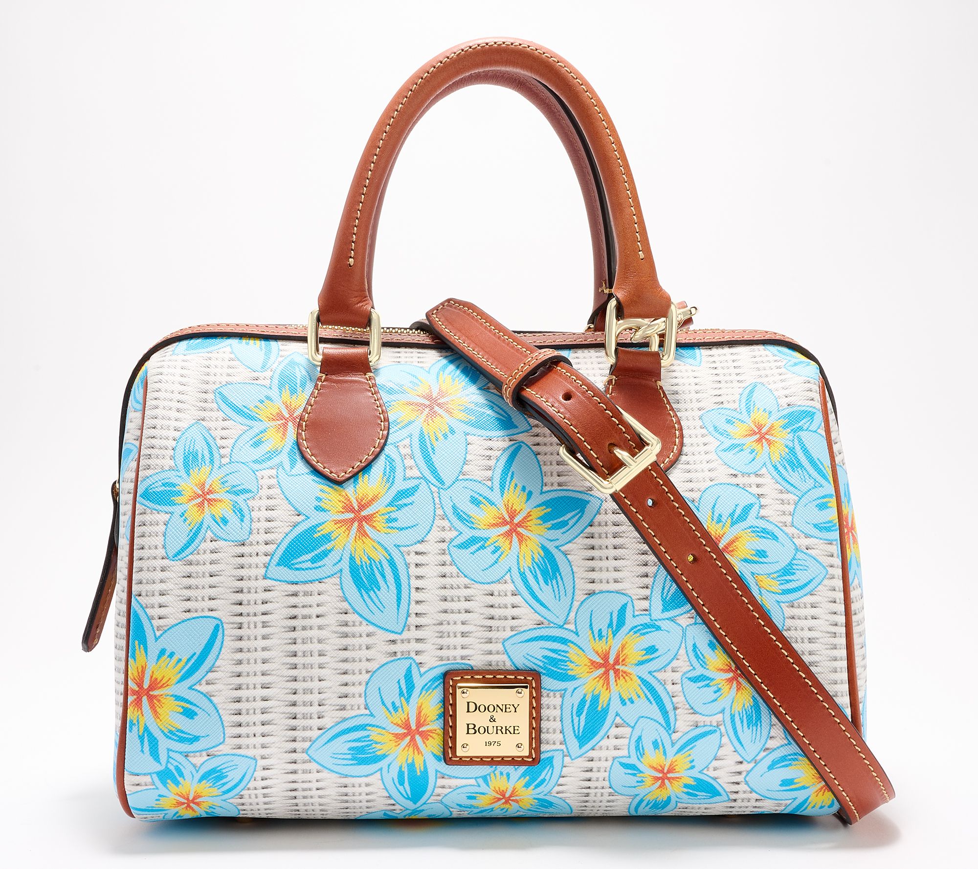 "As Is" Dooney & Bourke Coated Cotton Plumeria Barrel Satchel