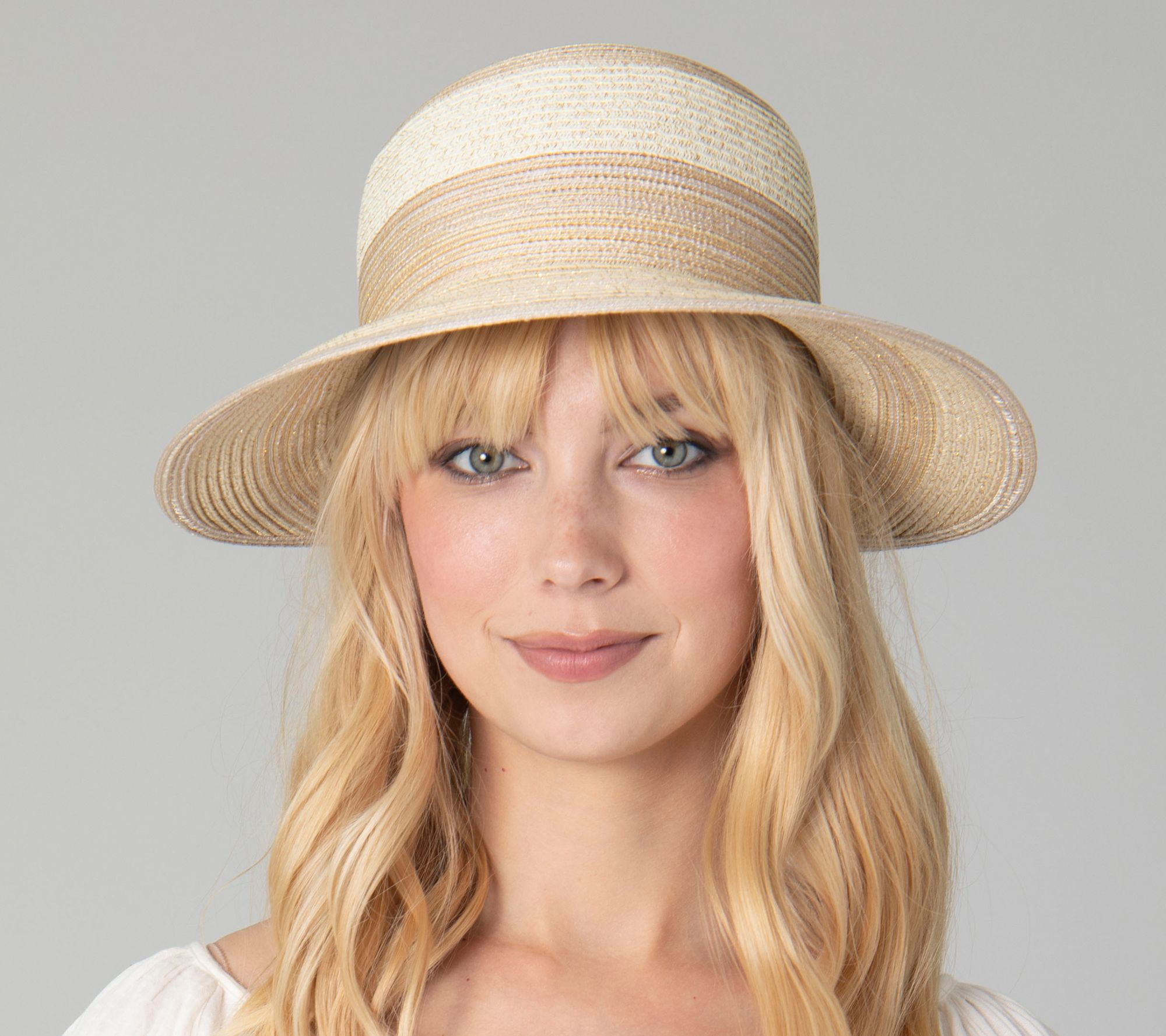 San Diego Hat Co. Ultrabraid with Gold Lurex Face Saver Hat - QVC.com