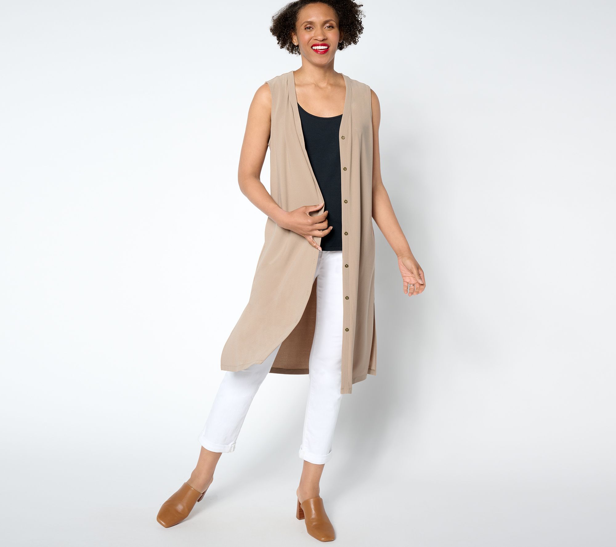 "As Is" Susan Graver Regular Every Day Textured Knit Duster Vest