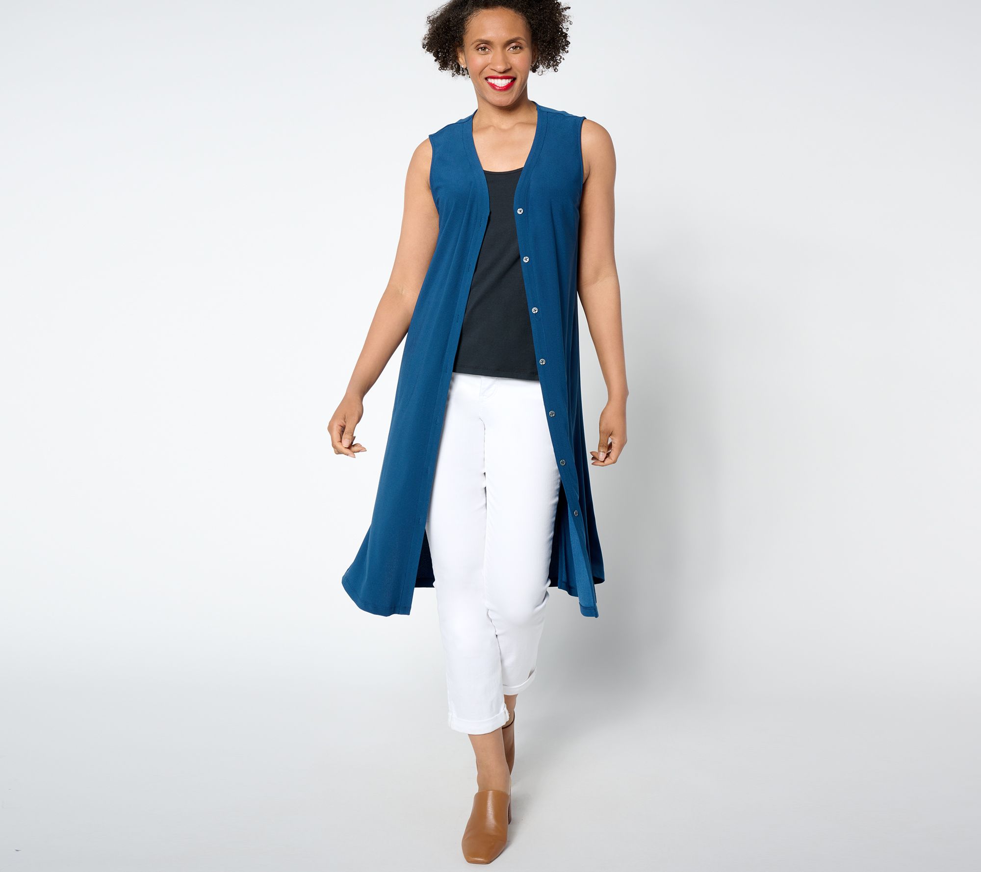 "As Is" Susan Graver Regular Every Day Textured Knit Duster Vest