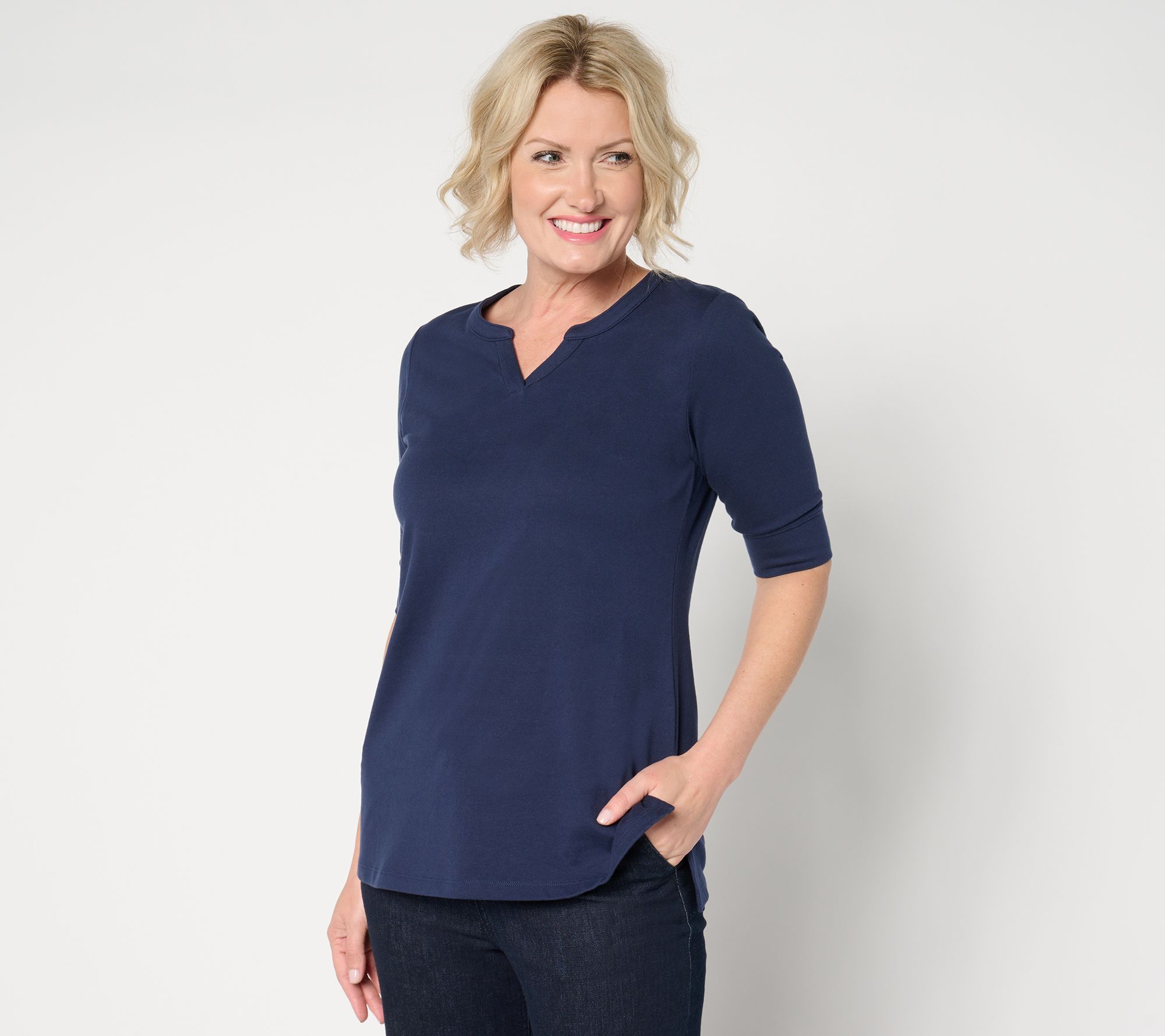 Denim & Co. Essentials Petite Perfect Jersey Tunic