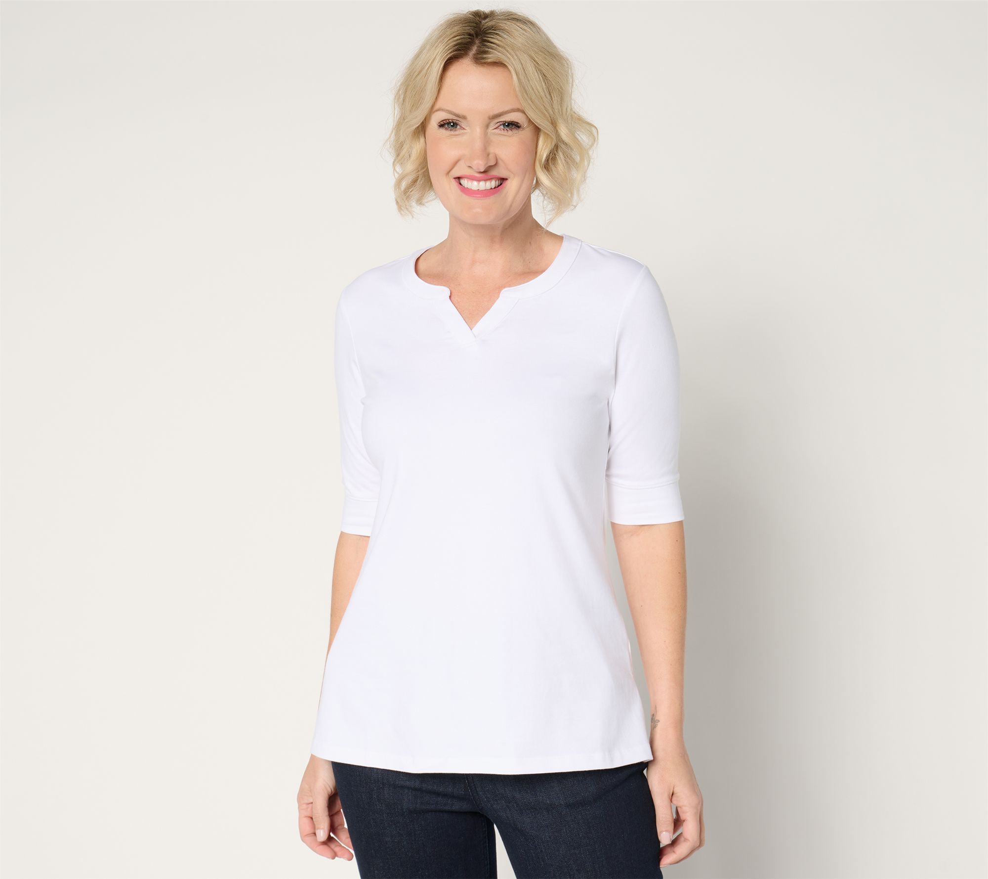 Denim & Co. Essentials Petite Perfect Jersey Tunic