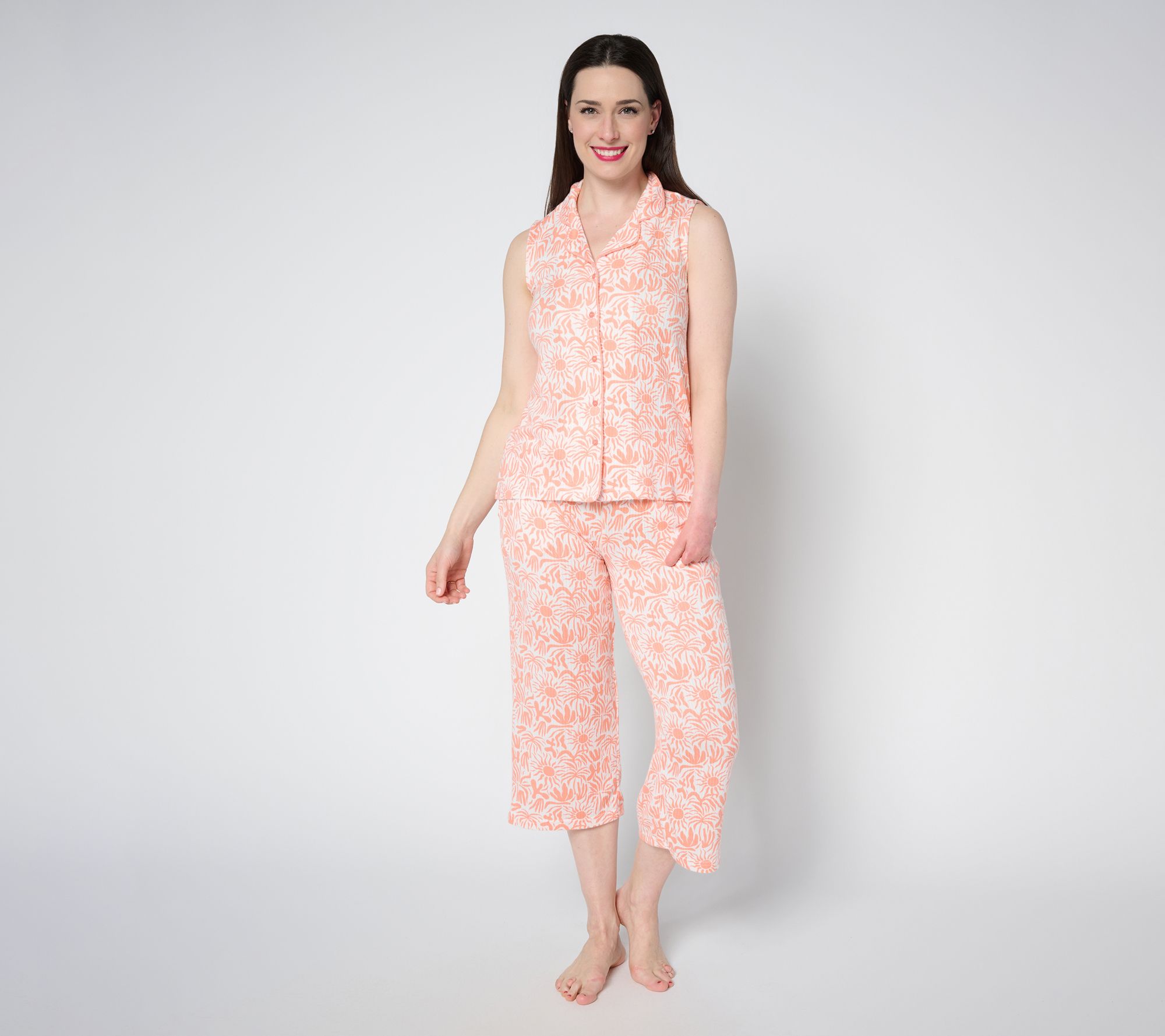 MUK LUKS Ribbed Butterknit Sleeveless Notch Collar Pajama Set