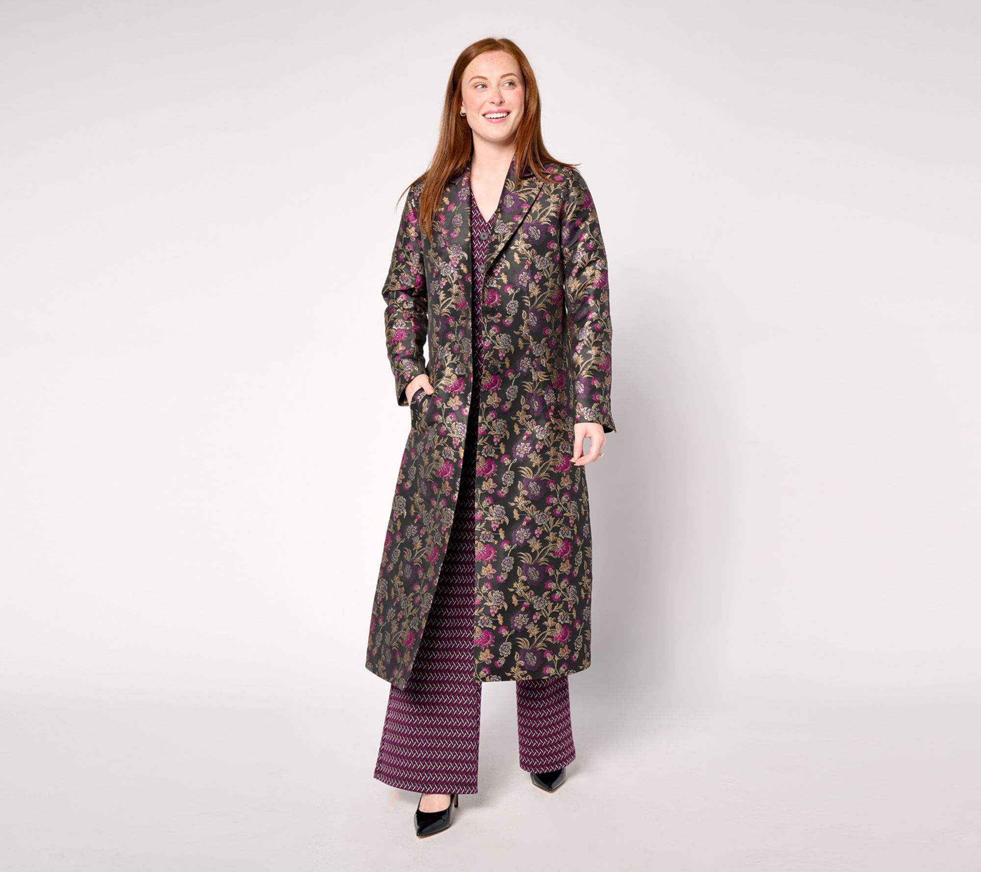 "As Is" by Stacy London Petite Floral Brocade Topcoat