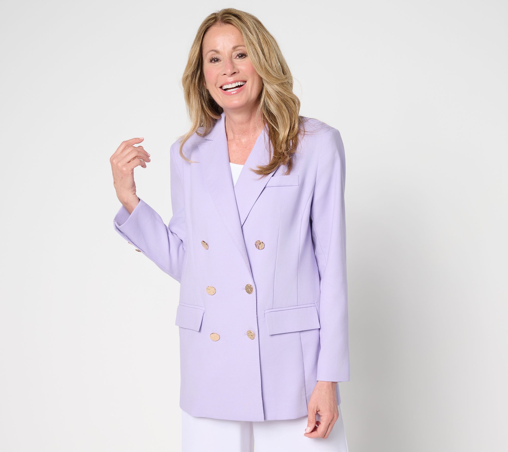 Dennis Basso Petite Double Breasted Blazer
