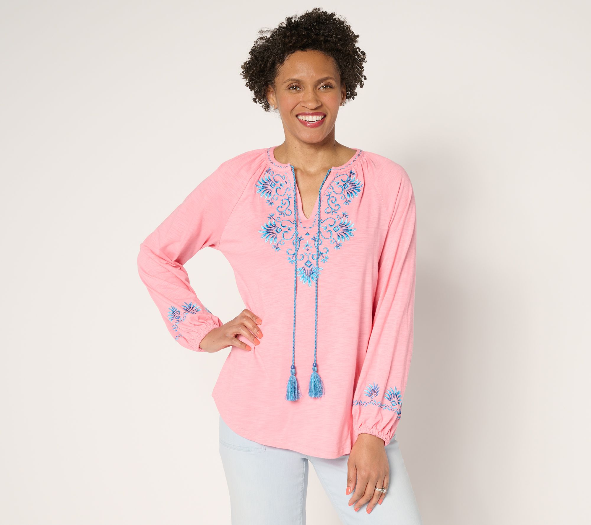  Bellisima by Kim Gravel Mykonos Mamma Mia Embroidered Top