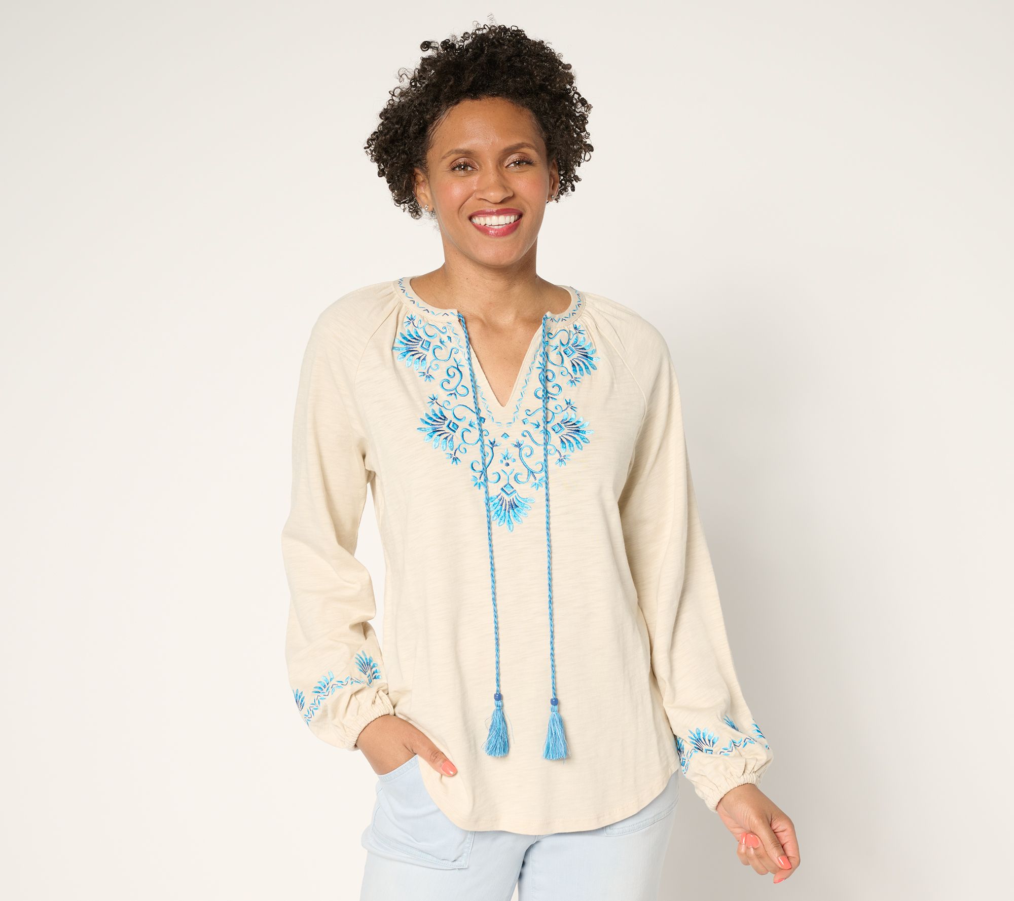 Bellisima by Kim Gravel Mykonos Mamma Mia Embroidered Top