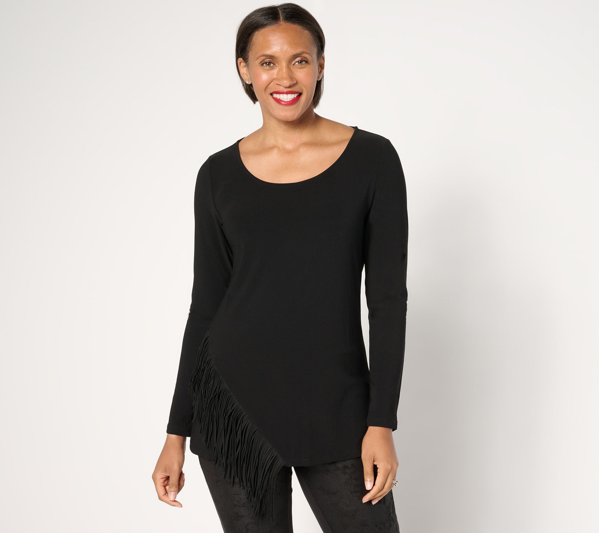 "As Is" Attitudes by Renee Moss Crepe Fringe Top
