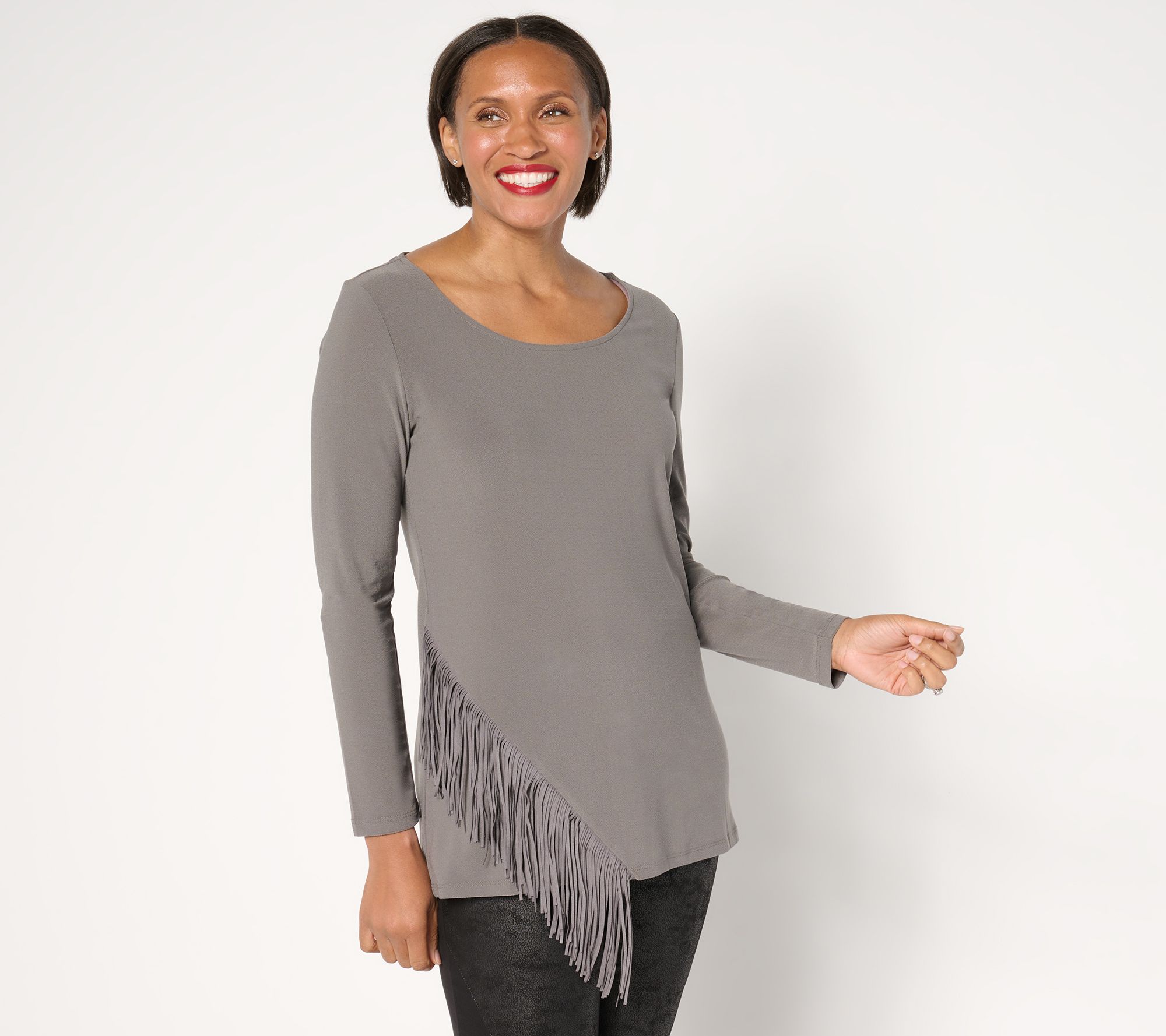 "As Is" Attitudes by Renee Moss Crepe Fringe Top