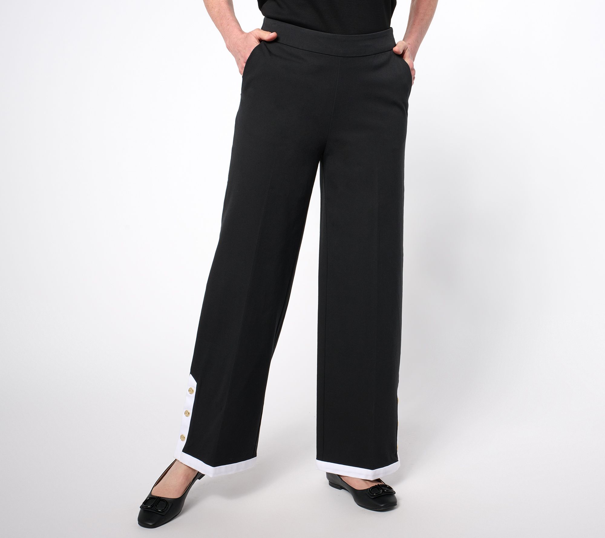 Isaac Mizrahi Live! Regular 24/7 Stretch Wide Leg Full Length Pants
