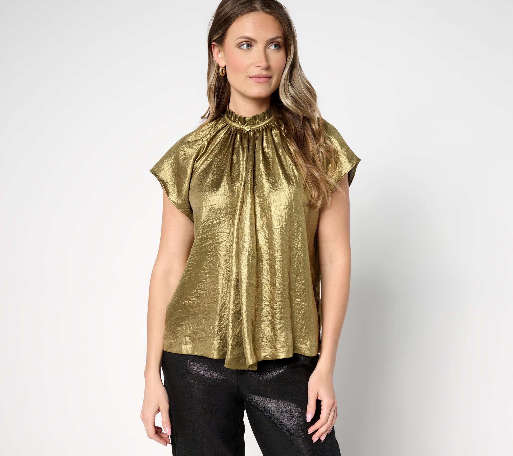 Carla Rockmore Collection Lame Cap Sleeve Blouse