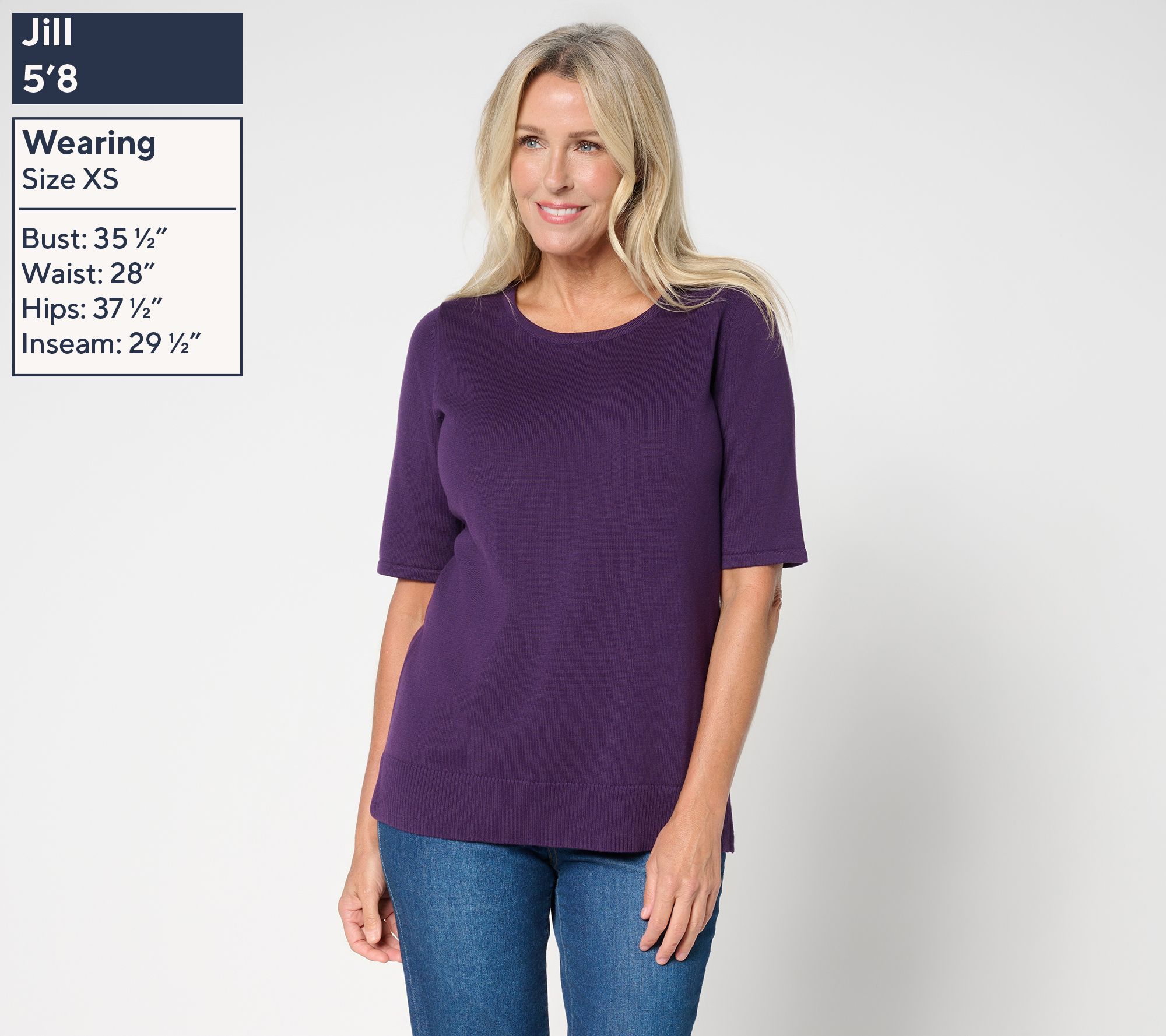 Brandis Dress Out Loud Elbow Sleeve Sweater Shell - QVC.com