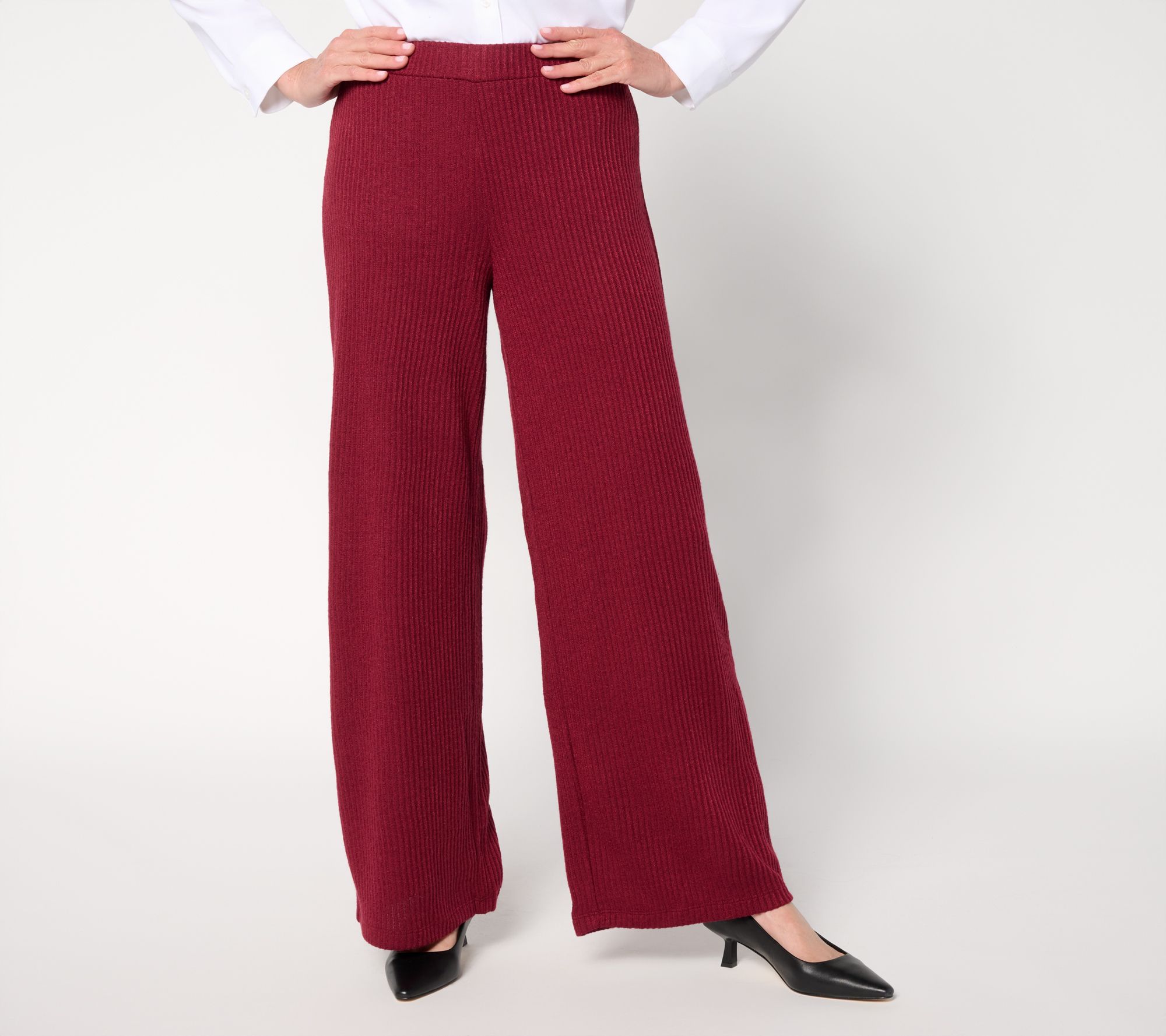 Dennis Basso Regular Easy Rib Wide Leg Pull On Pant