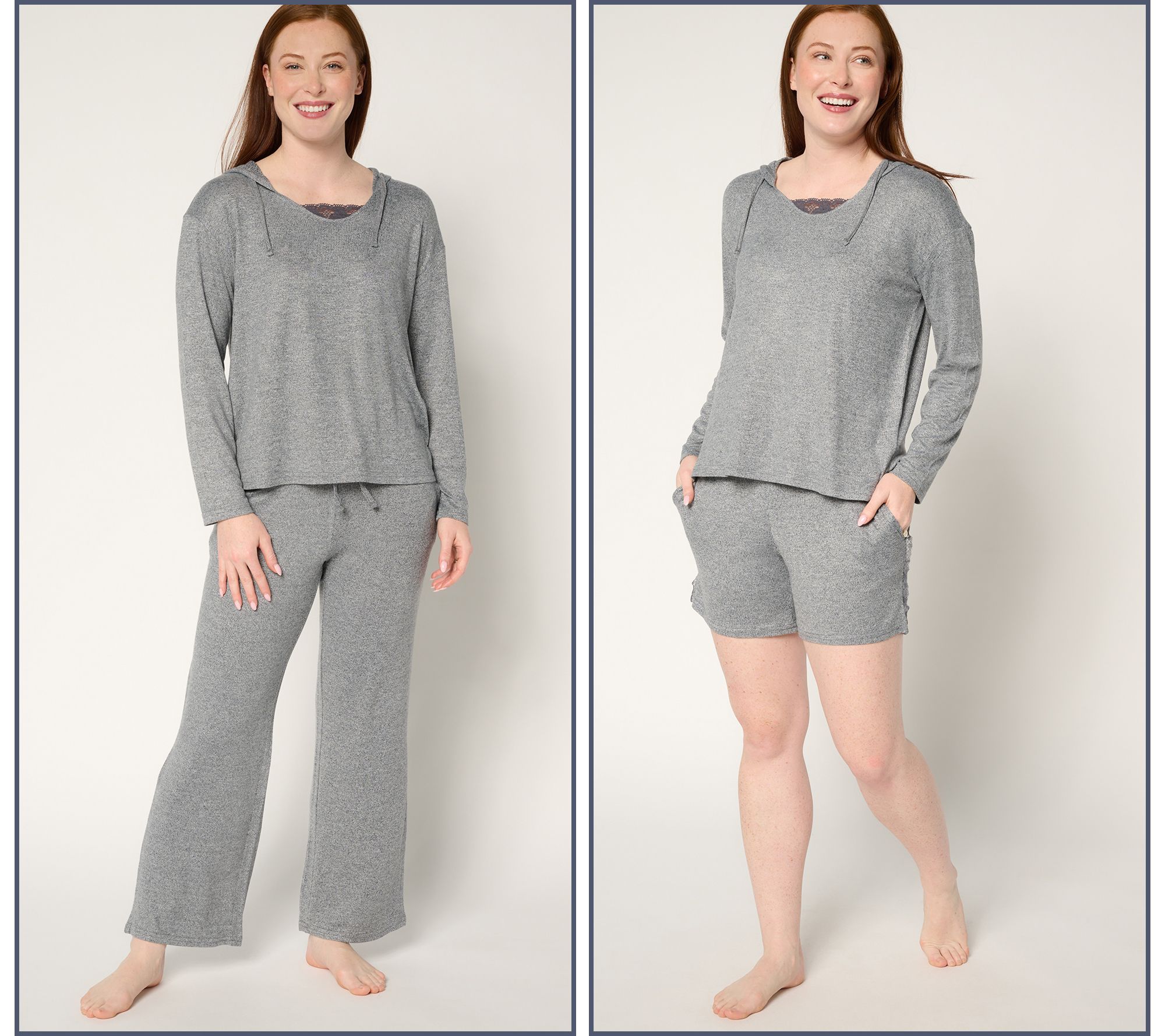 "As Is" MUK LUKS Poly/Span Short, Pant & Hoodie Lounge Set