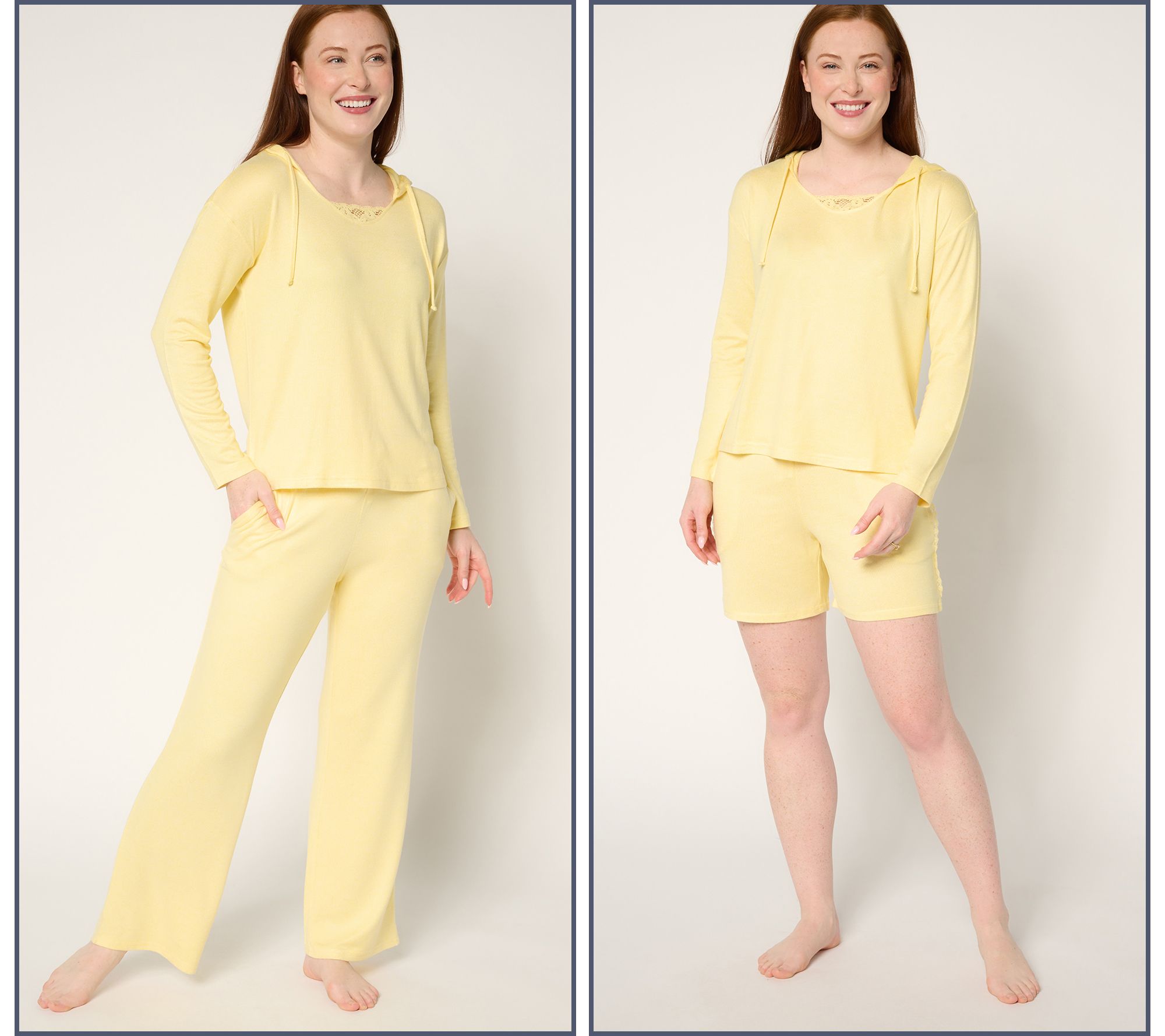 "As Is" MUK LUKS Poly/Span Short, Pant & Hoodie Lounge Set