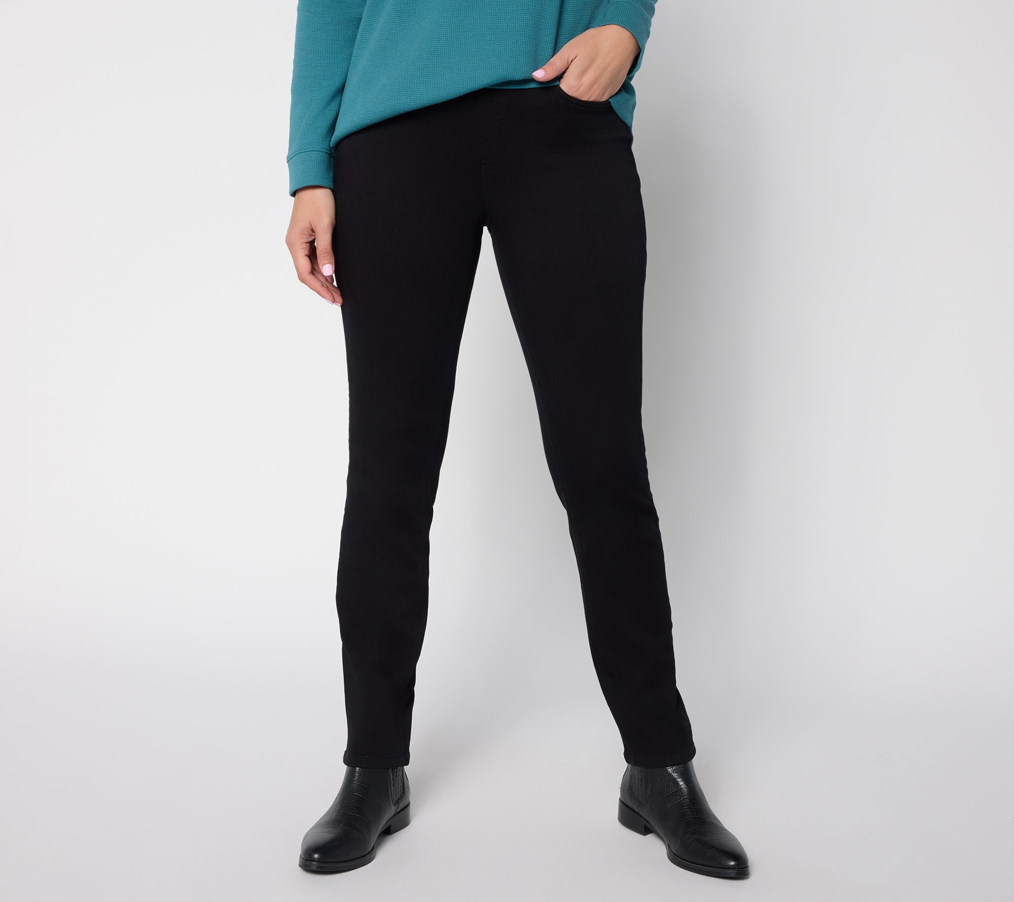 Denim & Co. Regular Comfy Knit Jeans w/ Ribbed Waistband