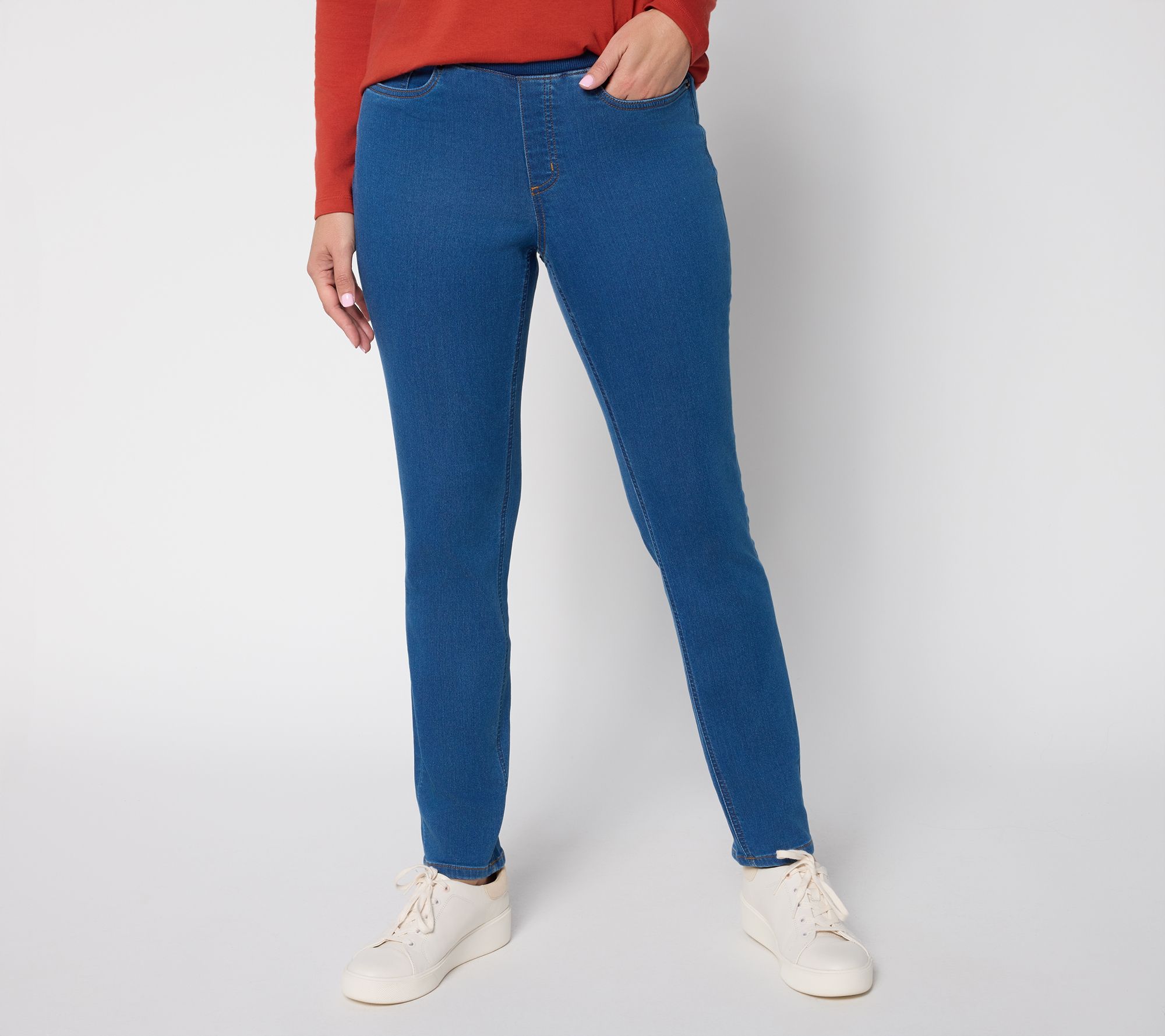 Denim & Co. Regular Comfy Knit Jeans w/ Ribbed Waistband