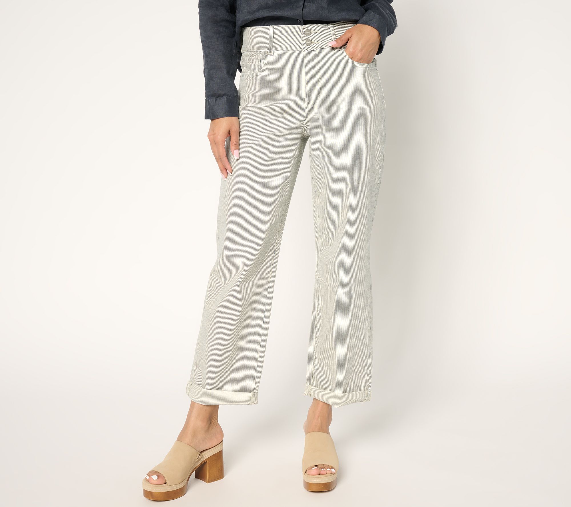 "As Is" NYDJ High Rise Bailey Relaxed Straight Crop Jeans