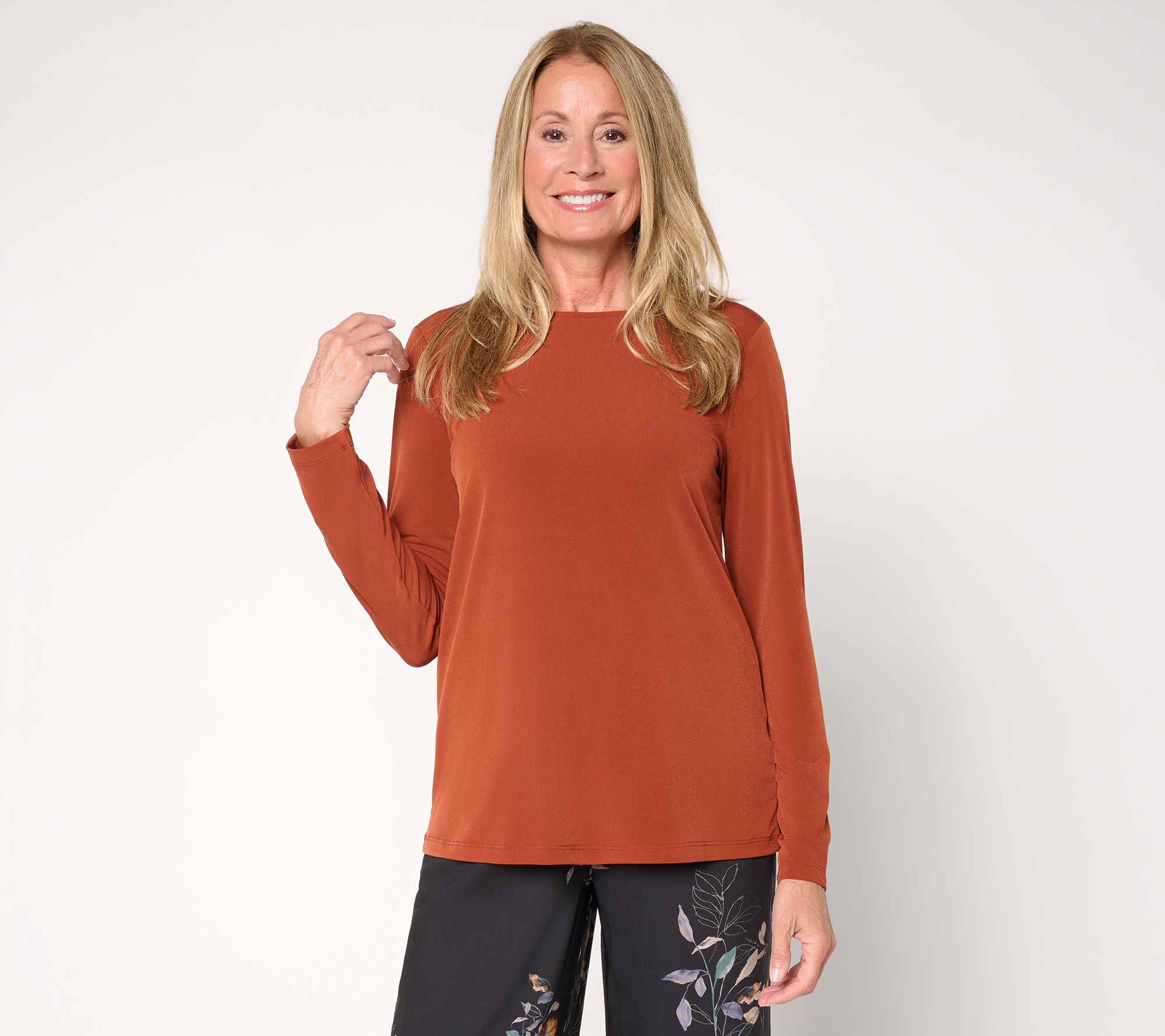  Susan Graver Essentials Liquid Knit Ballet-Neck Top