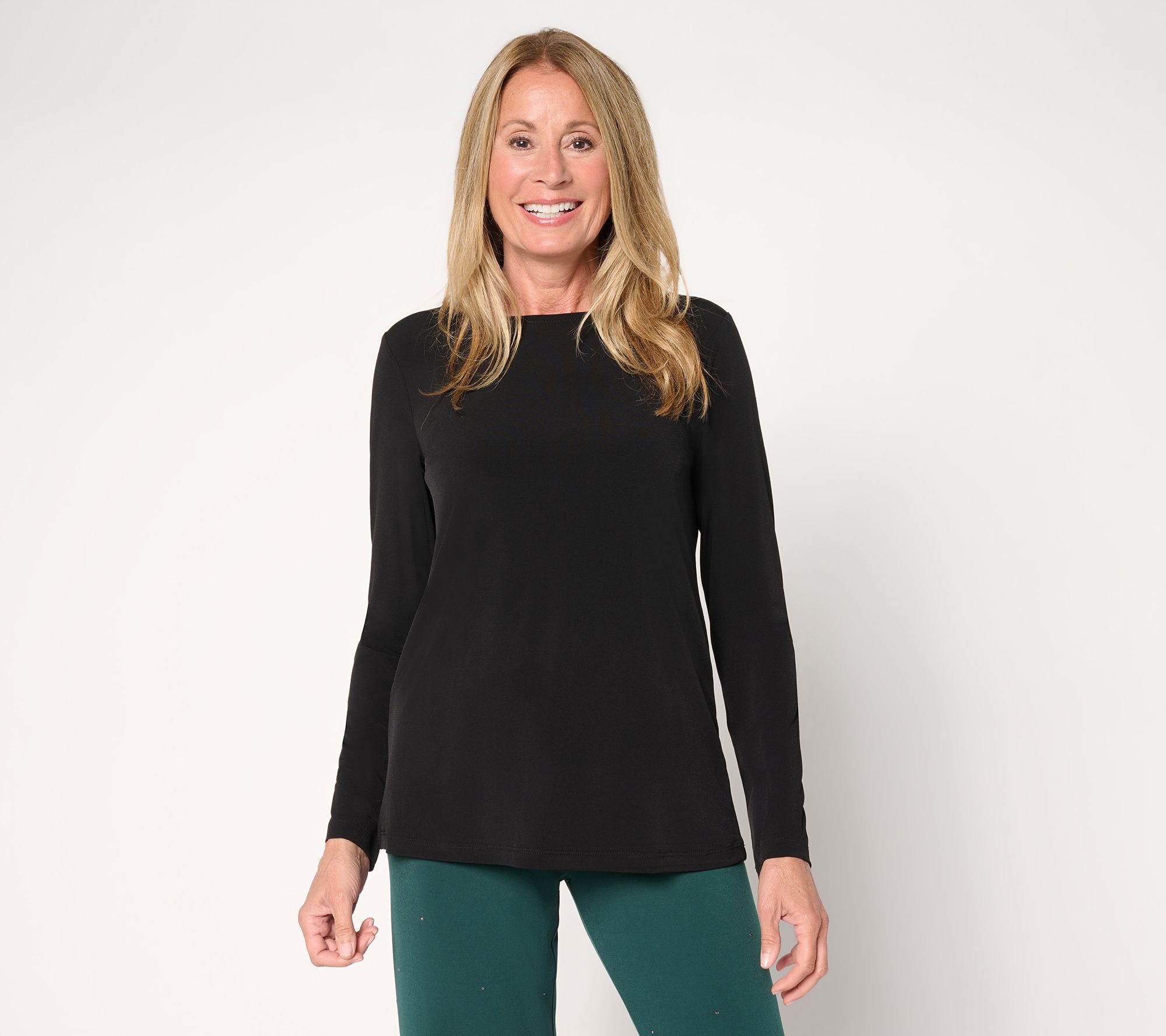 Susan Graver Essentials Liquid Knit Ballet-Neck Top
