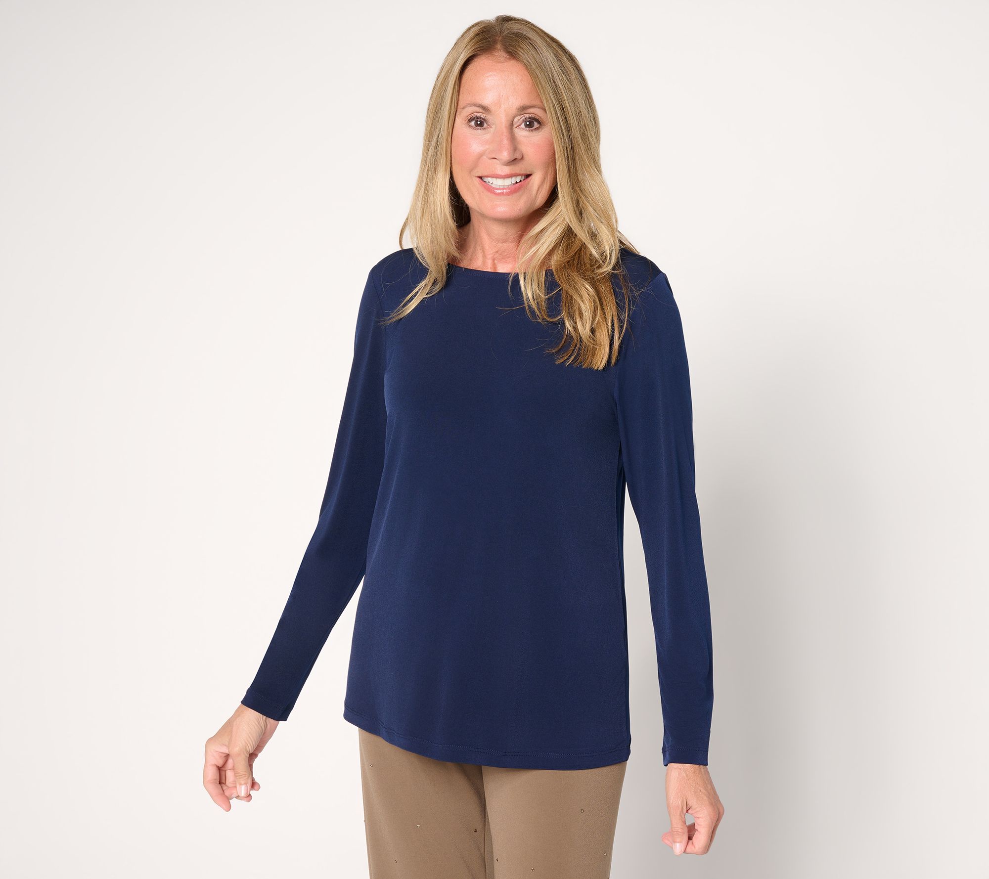 Susan Graver Essentials Liquid Knit Ballet-Neck Top